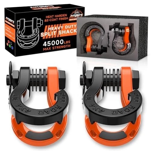 Tigertooth Split D Ring Shackles 45,000lb Break Strength, 3/4”Shackle D orange