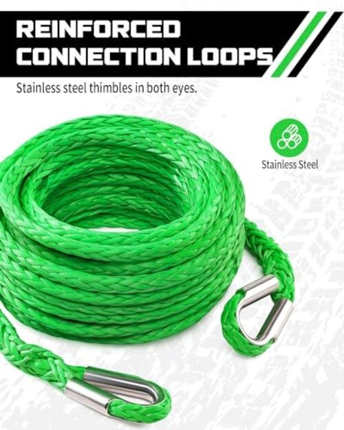 Synthetic Winch Extension Rope, 3/8&Prime; x 50ft, 26,500 Lbs
