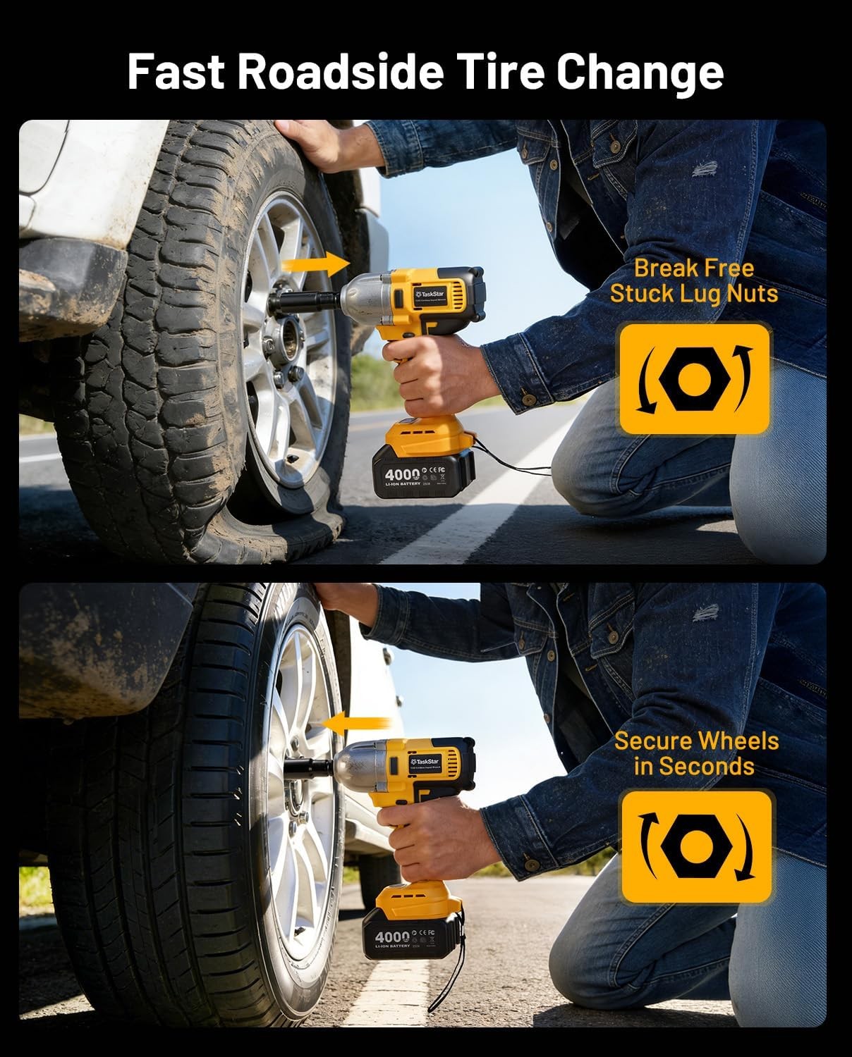 1032ft-lbs 1/2&Prime; Impact Wrench & 52Ft-lbs 3/8&Prime; Cordless Ratchet Wrench Combo Kit