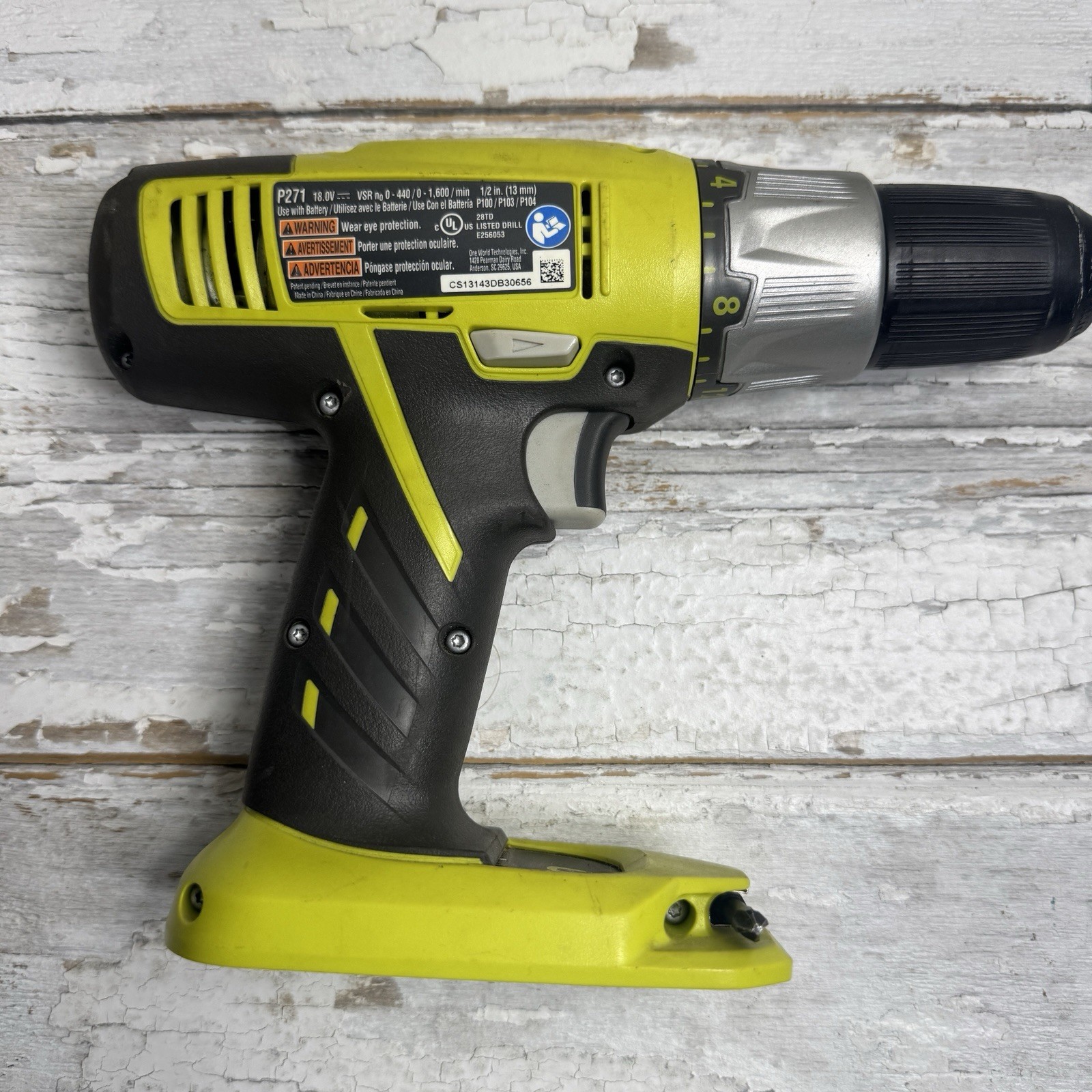 RYOBI P271 18V ONE+ 1/2” Drill Driver w/ P118 Charger Tested Works