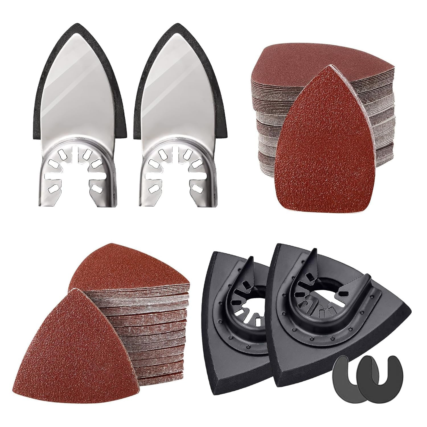 206 Pc Oscillating Tool Pad Kit, Triangle Pads, Finger Pads, C-Clip Adapters, 20