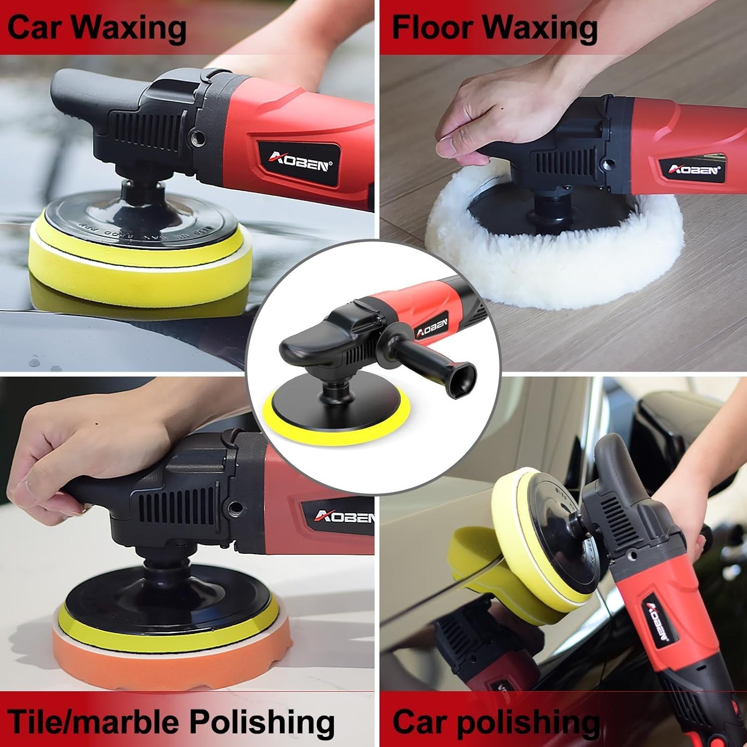 Powerful 1200W Rotary Polisher with 6-7 inch Pads for Professional Car Detailing