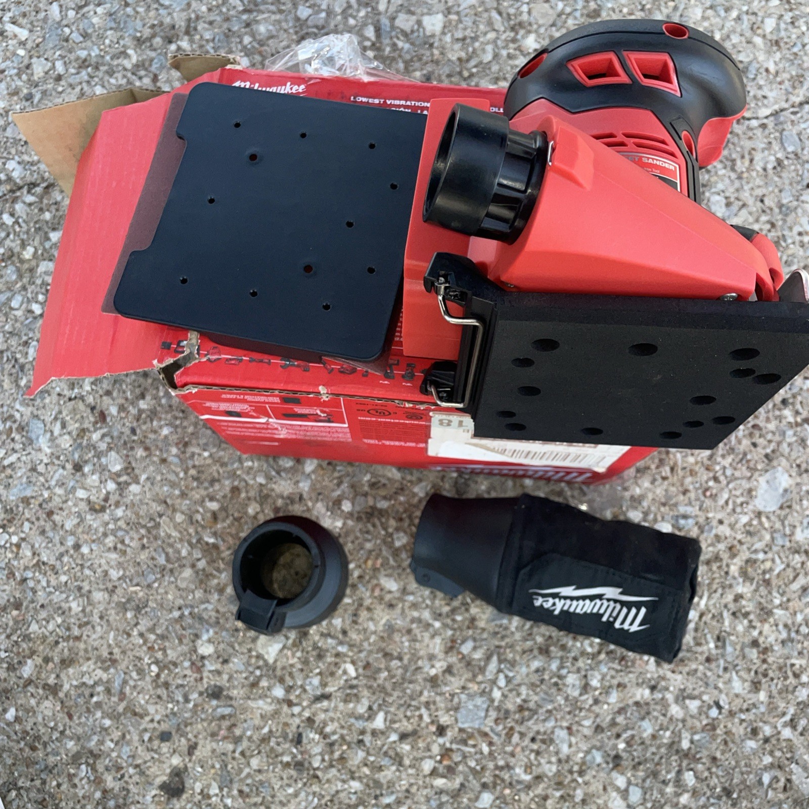 Milwaukee M18 18V Battery 1/4 Sheet Orbital Sander 2649-20 Red/Black