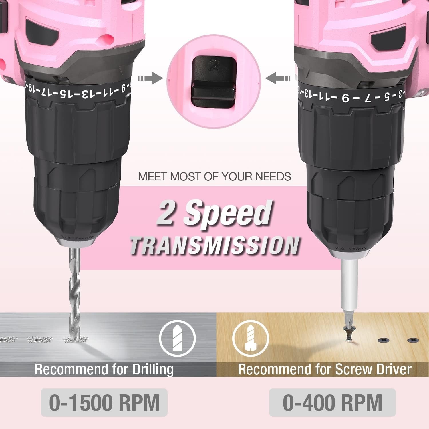 Pink Cordless 20V Lithium-ion Drill Driver Set, 1 Battery, Charger and Storag…