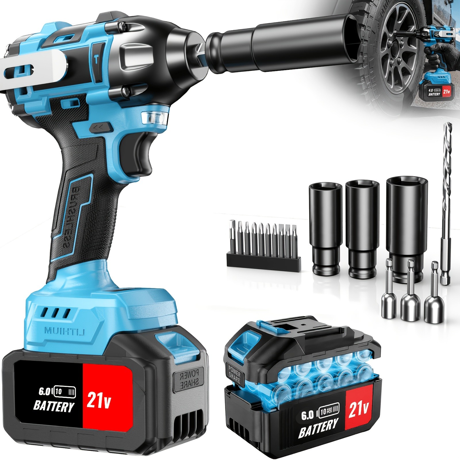 2026 upgraded 3-in-1 cordless impact wrench wireless drill set
