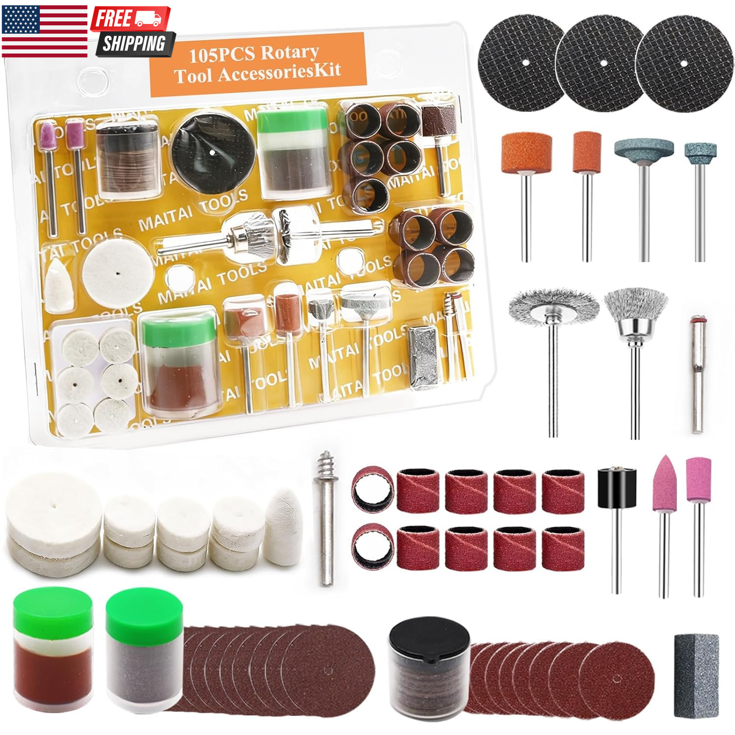 Sanding Drum Set for Most Rotary Tools-Includes 138 Aluminum Oxide Sanding Sleev