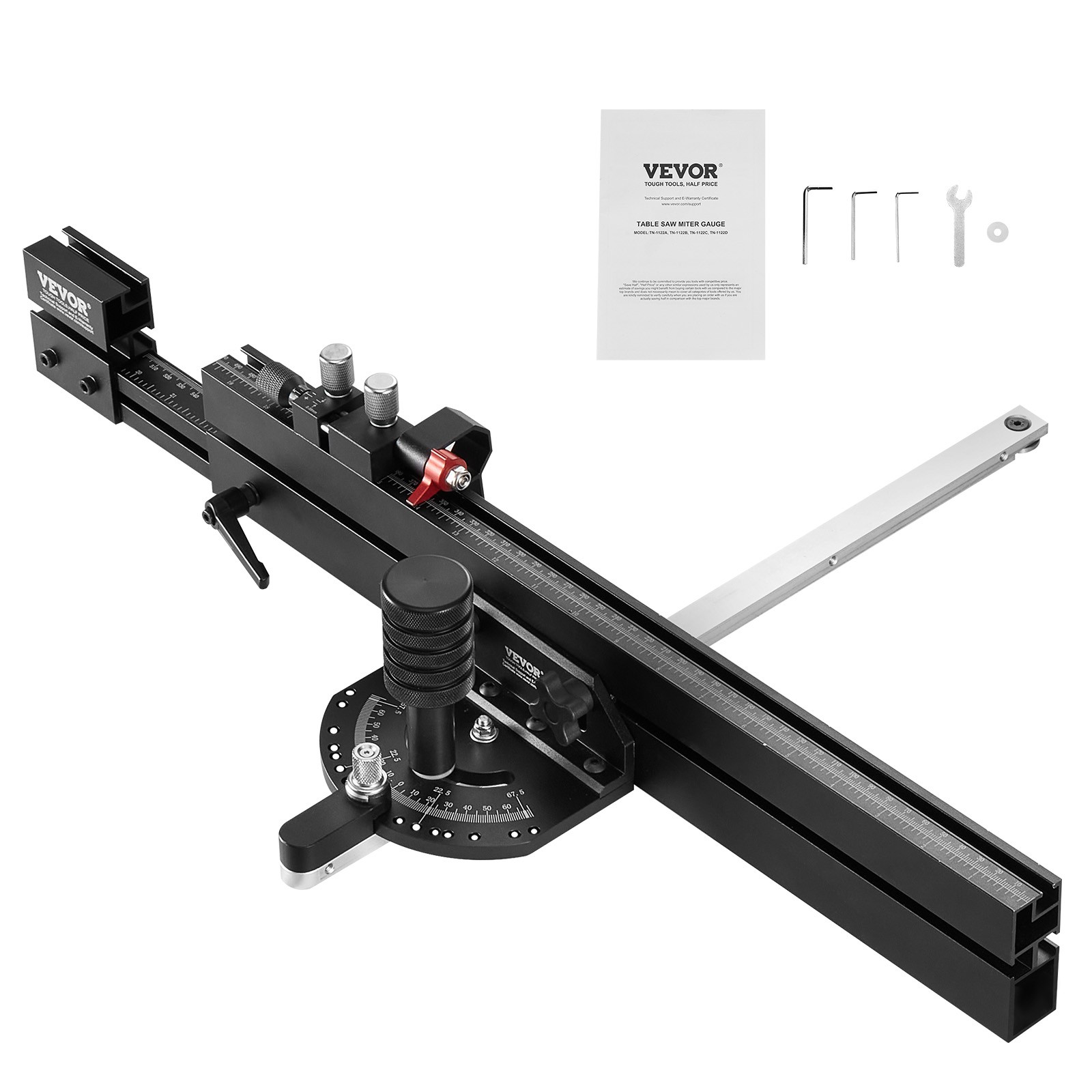 VEVOR Precision Table Saw Miter Gauge Standard Slot 3/4 »x3/8 » 19-35 in Grating