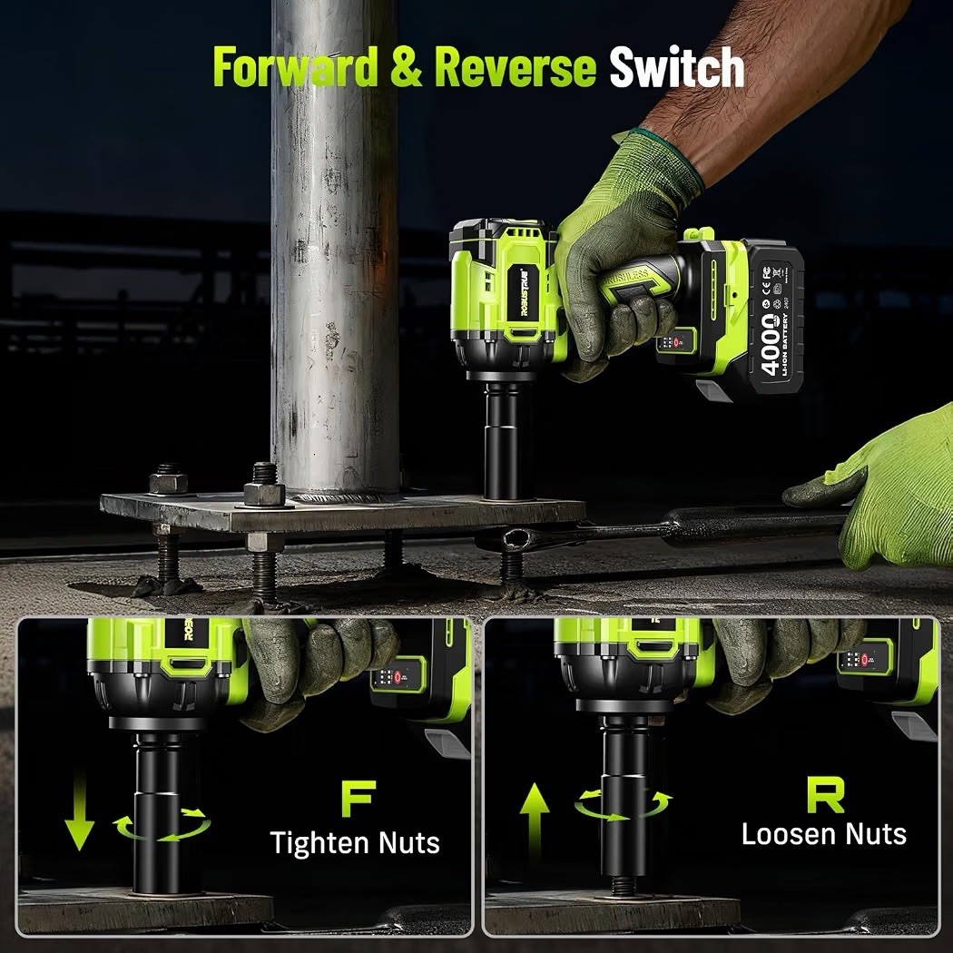Robustrue Cordless Impact Wrench, 590Ft-lbs (800N.m) Brushless 1/2 inch, 2800RPM