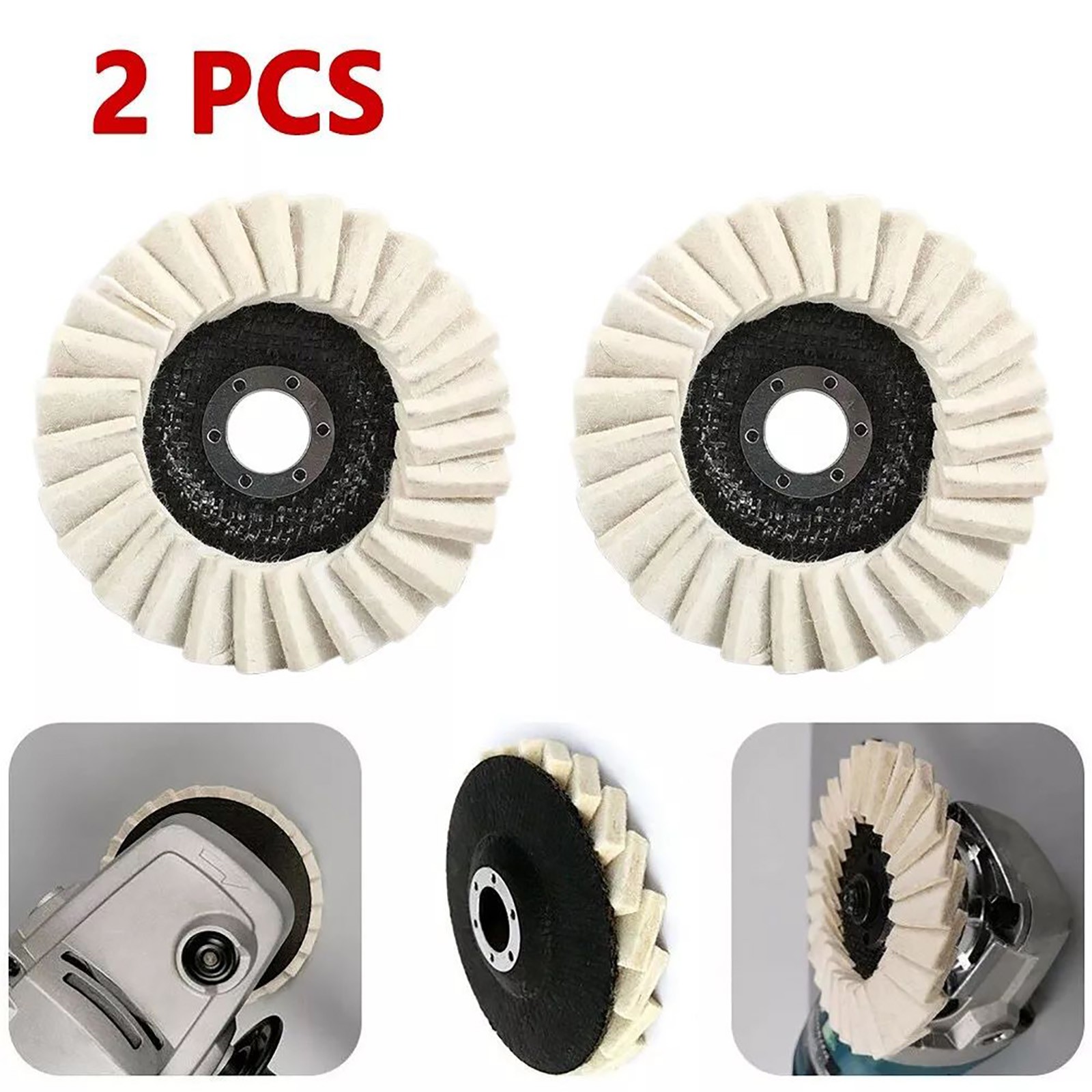 115MM Wool Felt Flap Disc Finishing Wheel Buffing Pads For Metal Glass Wood 2x