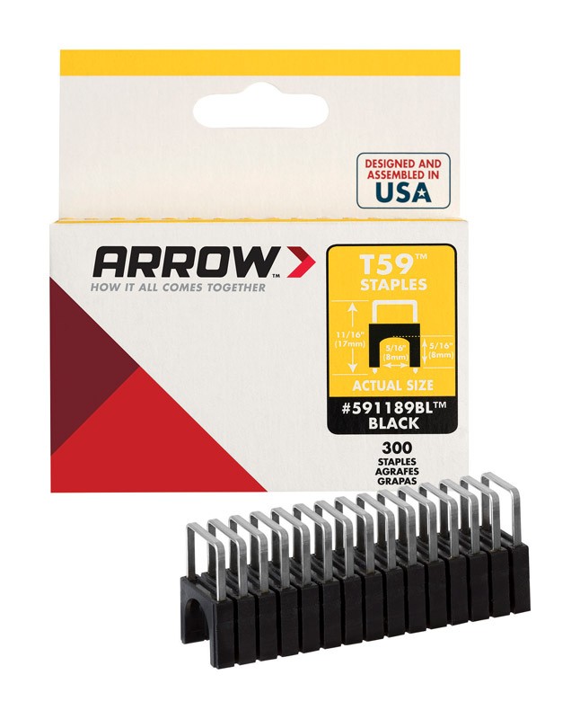 Arrow Fastener 591189BL Steel Black Insulated Staple 5/16 x 5/16 in.