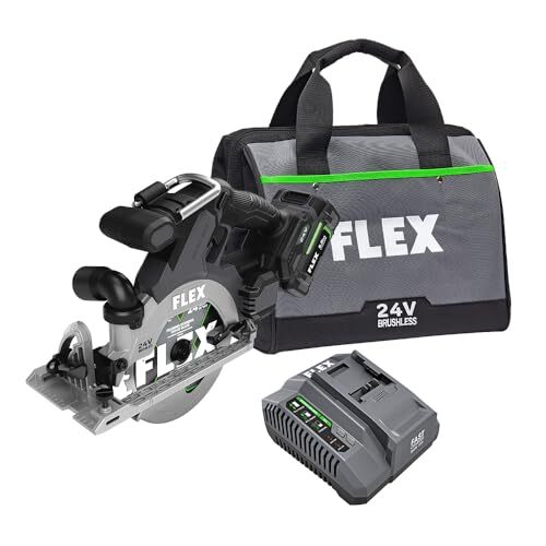 FLEX 24V 6-1/2-In In-Line Circular Saw Kit 5.0Ah Battery Fast Charger FX2131A-1C