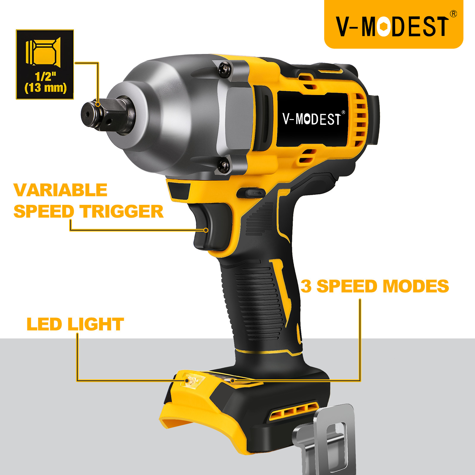 High Torque Fits DeWalt 20v Max Brushless Cordless 1/2 » Impact Wrench 480Ft-lbs
