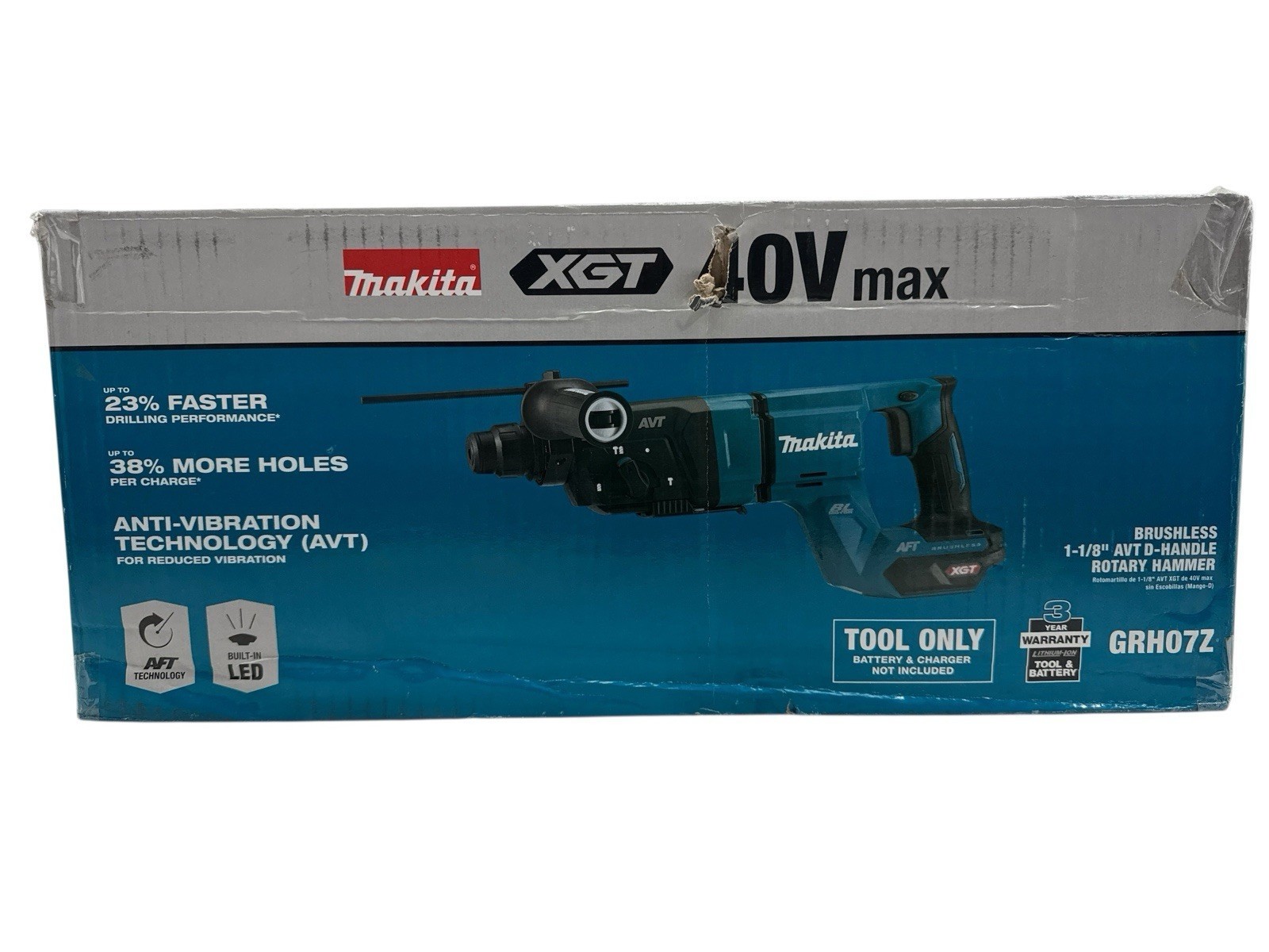 Makita GRH07Z 40V max XGT Brushless 1‑1/8&Prime; SDS‑PLUS AVT Rotary Hammer NEW