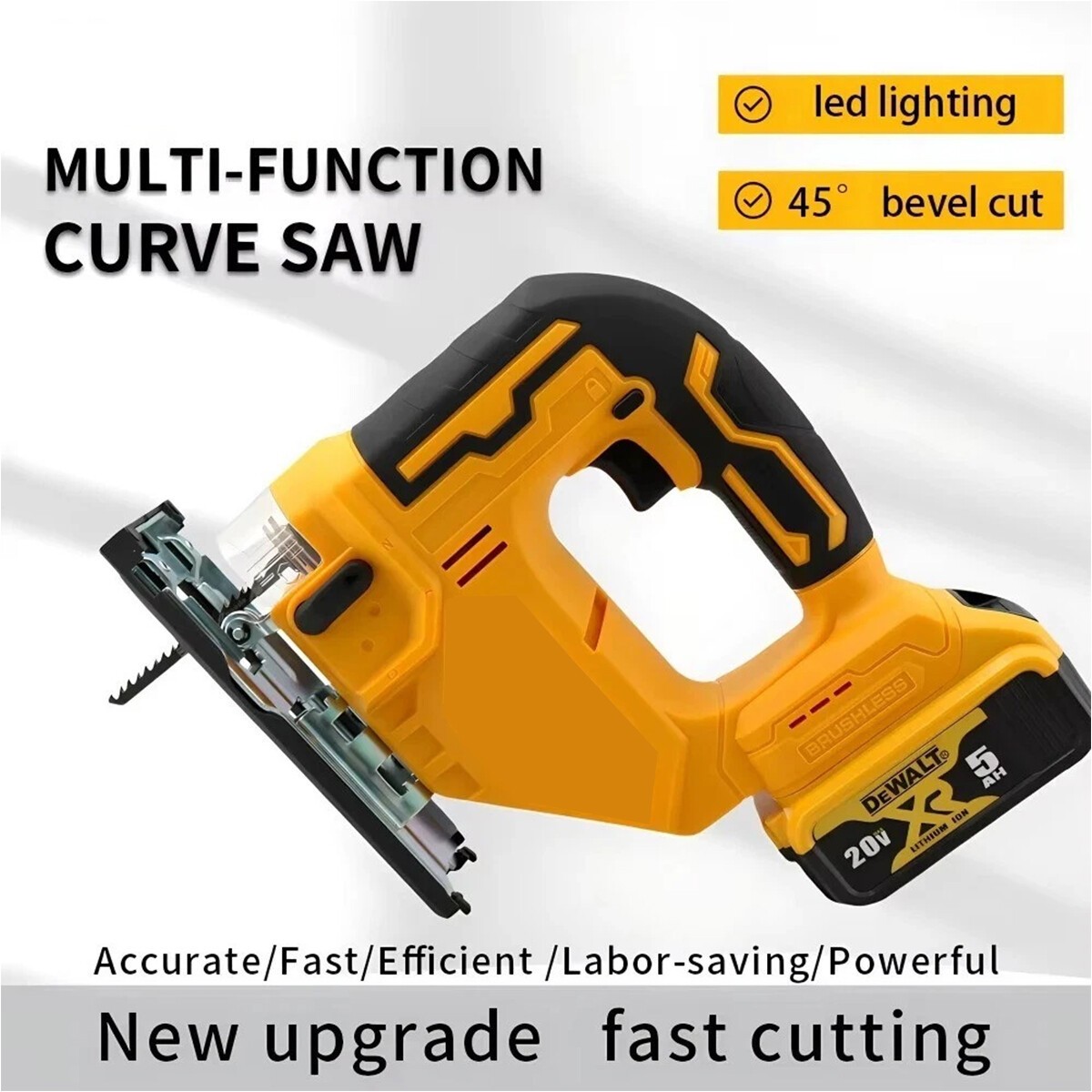 Jigsaw for Dewalt 20V Battery, Cordless Jig Saw Tool, Brushless Motor, Variab