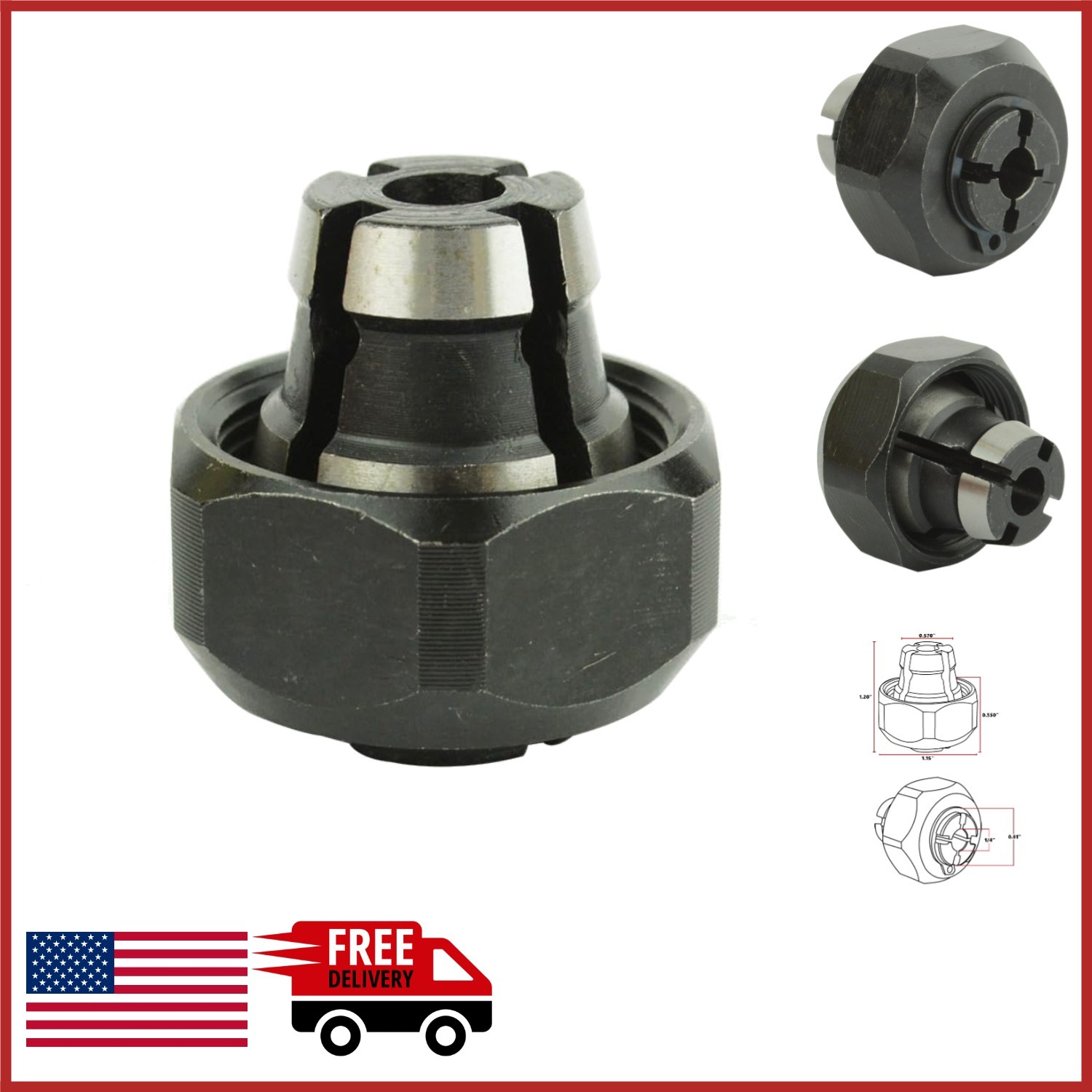 Collet for 1/4&Prime; Router Bits – Replaces 42999, Compatible with Multiple Routers