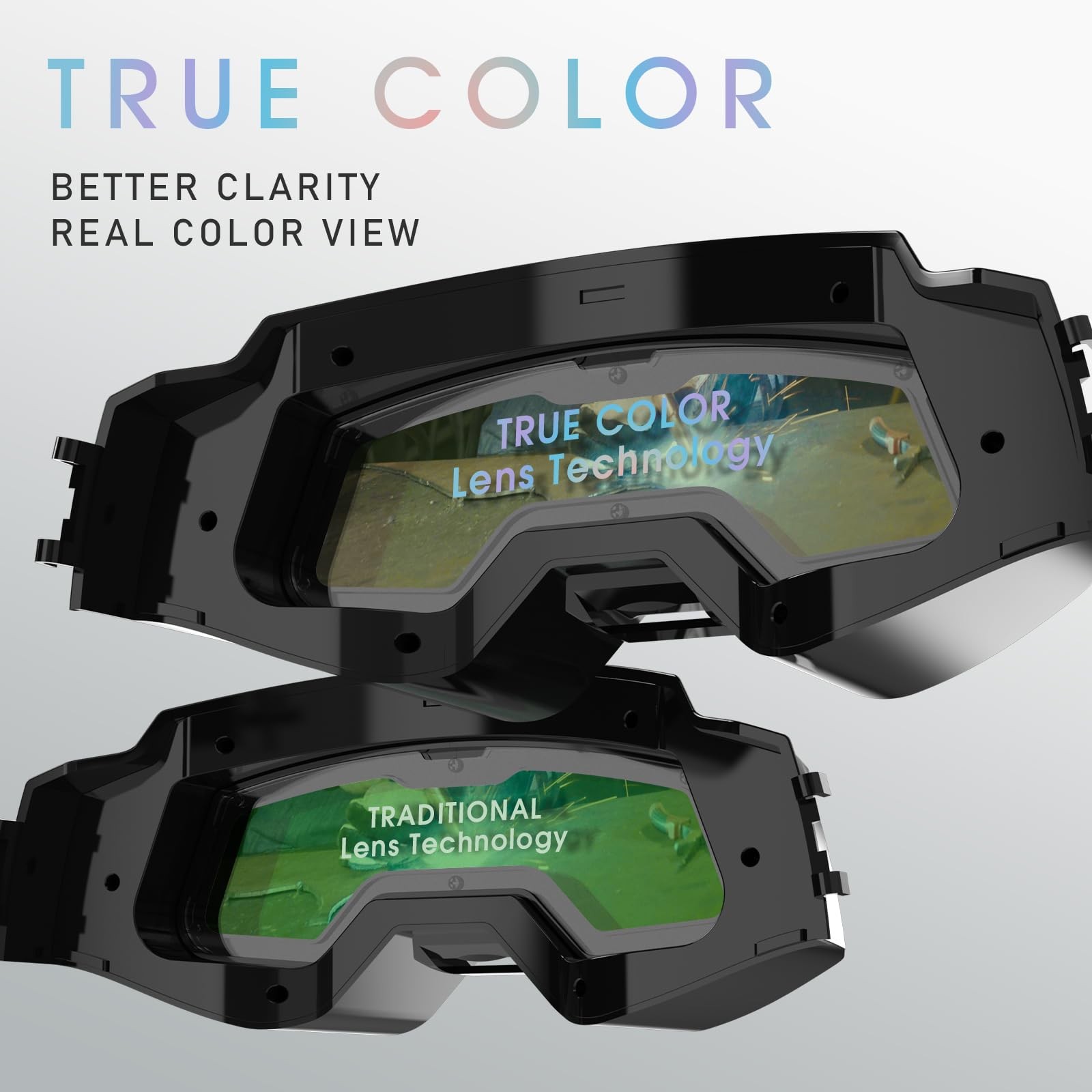 YESWELDER Auto Darkening Welding Goggles with Mask, LED 5.51&Prime; x 1.57&Prime;, Black