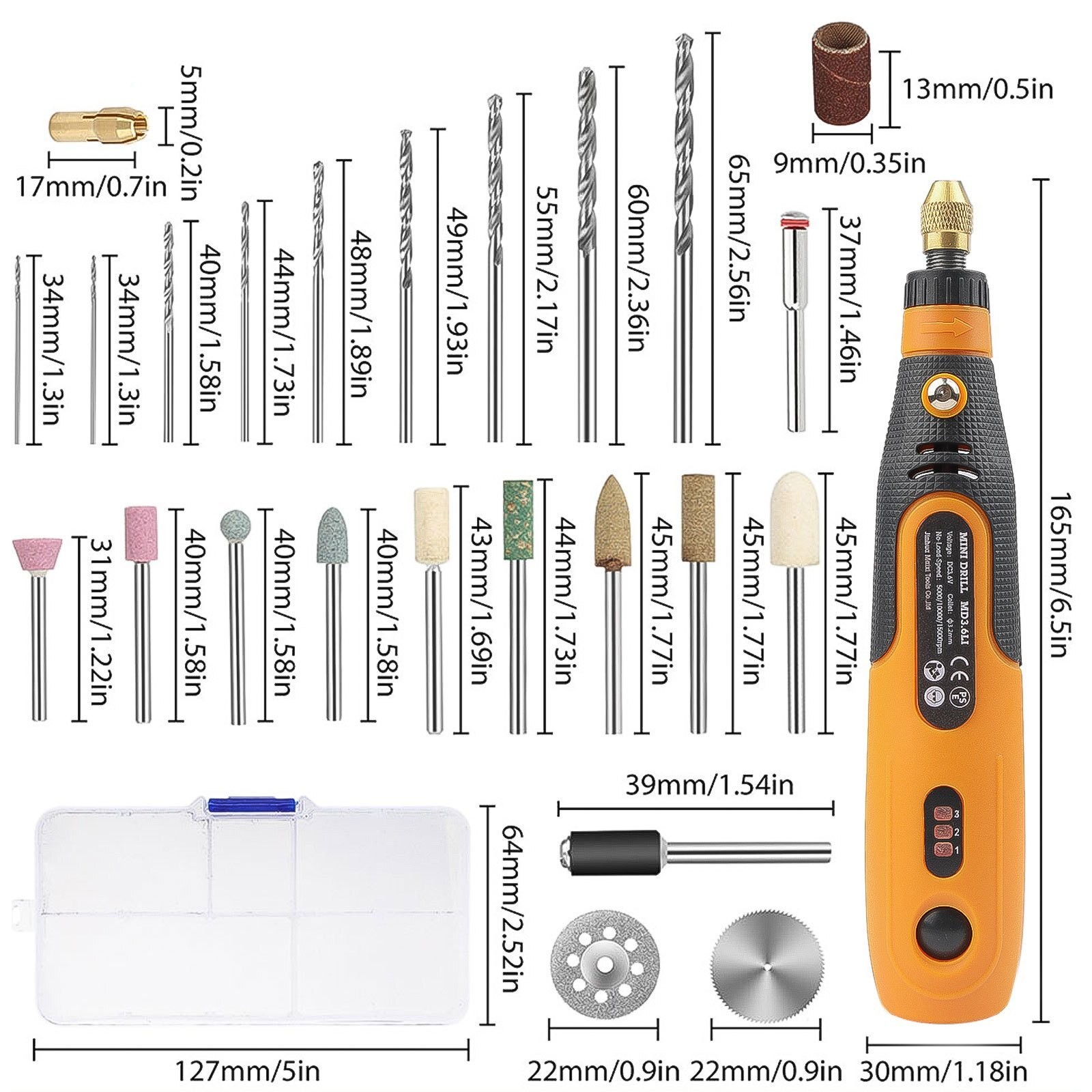 48pcs 3.6V Mini Cordless Rotary Tool Kit 3 Variable Speeds w/46pcs Accessories