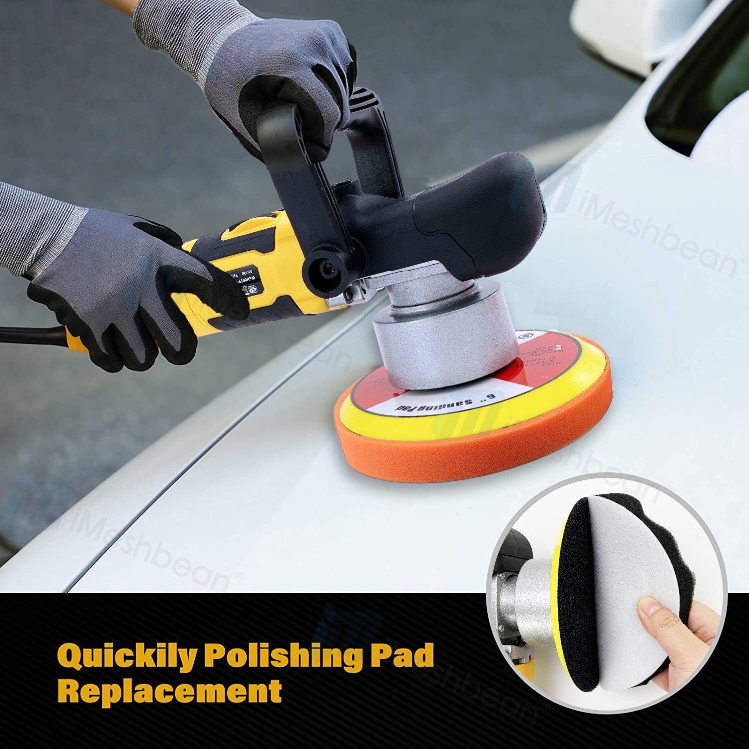 Dual Action Car Polisher Buffer 6&Prime; Random Orbital Polishing Machine Polish Pads