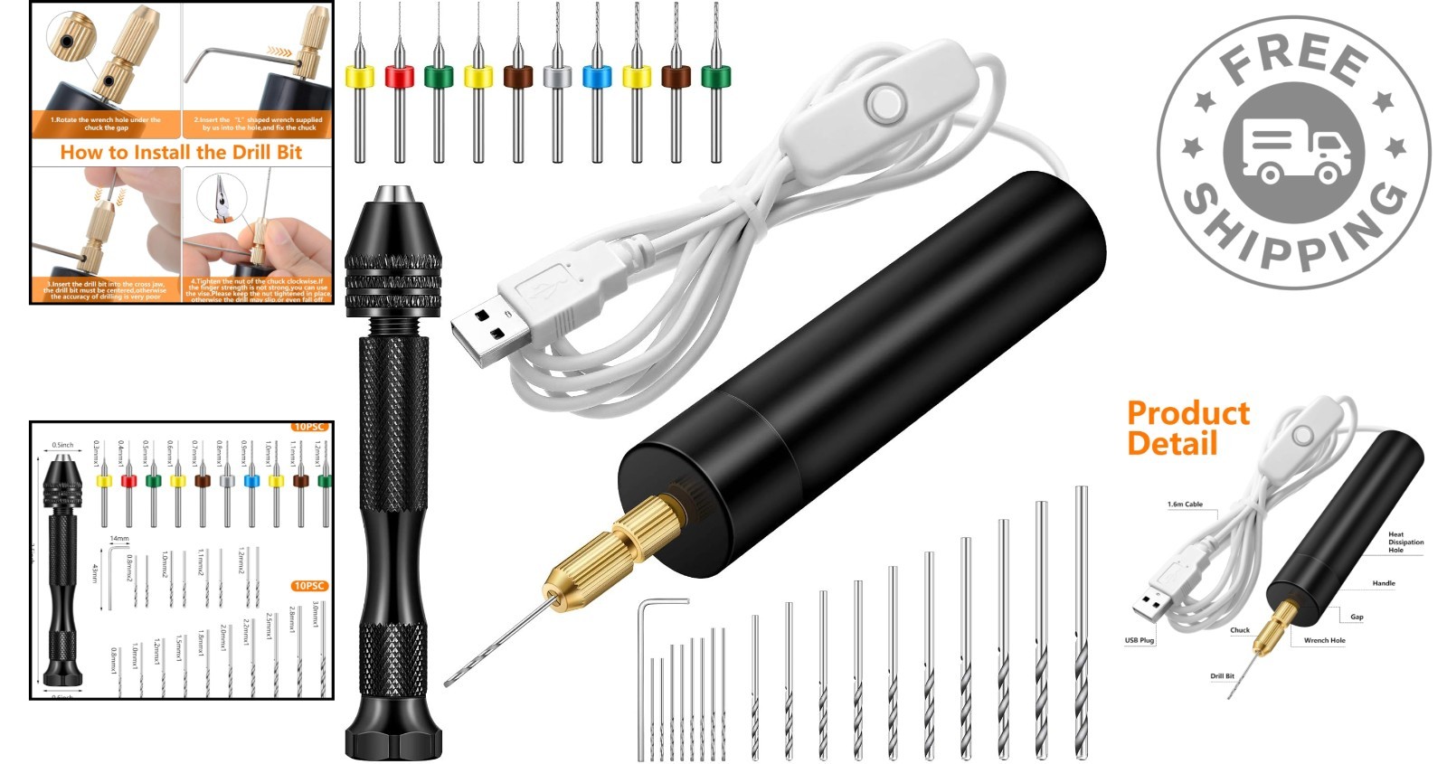 31-Piece Electric Hand Drill & Pin Vise Set for Precise Resin Jewelry Crafting