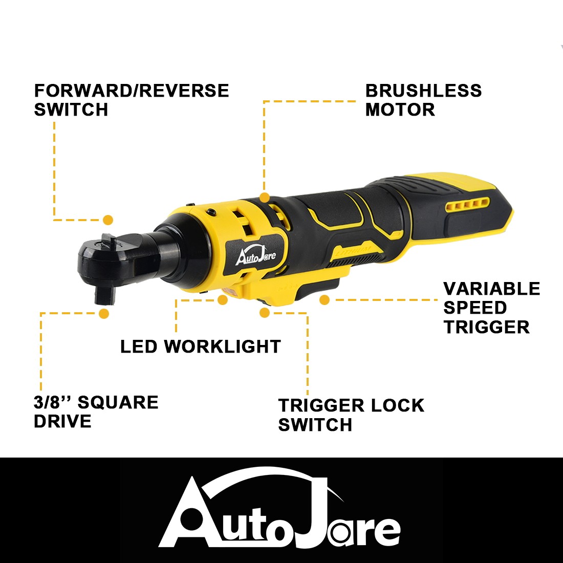 Electric Cordless Ratchet Wrench 3/8&Prime; for Dewalt 20V Max Battery 65 Ft-lbs