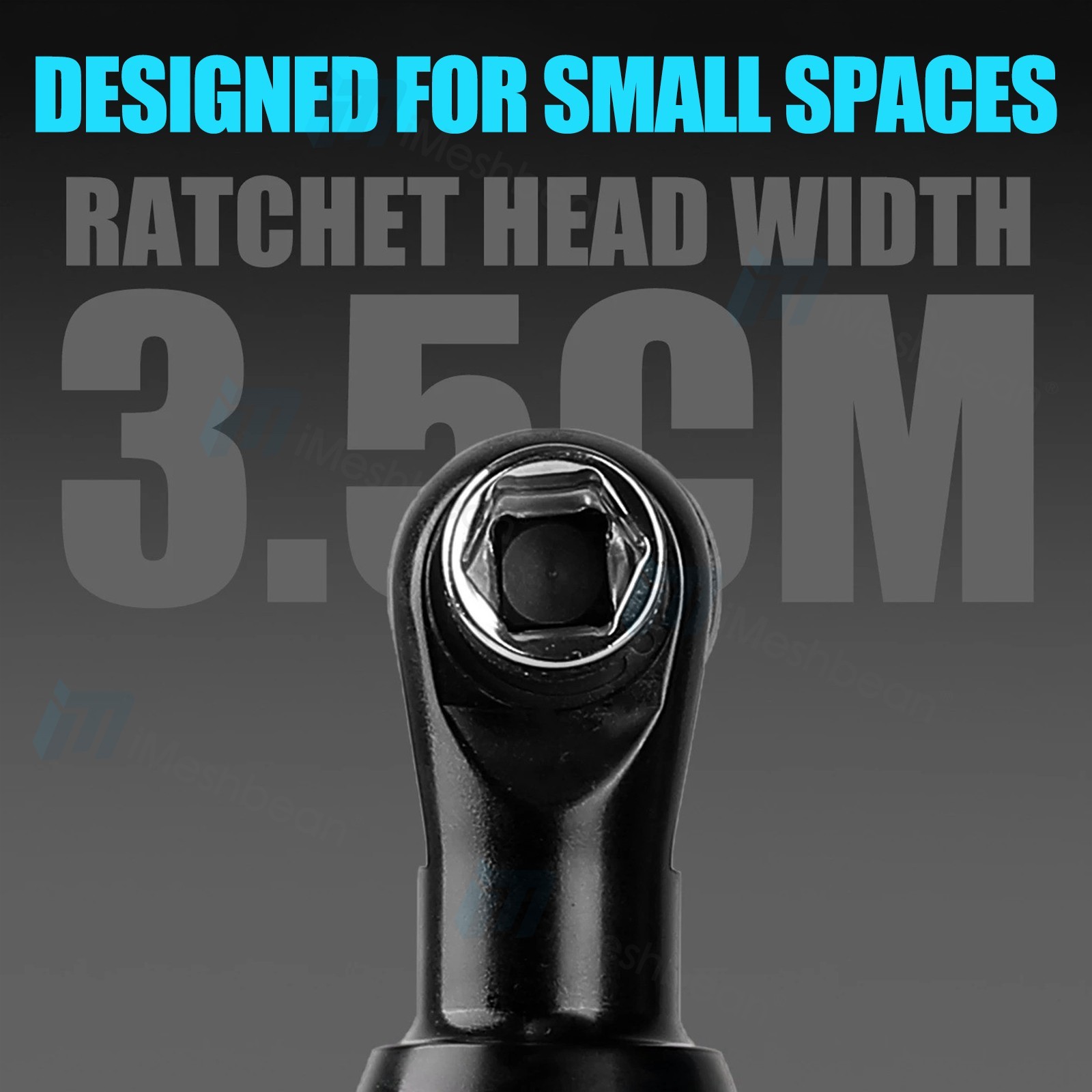 3/8&Prime; Cordless Electric Ratchet Right Angle Wrench Impact Power Tool +2 Batteries