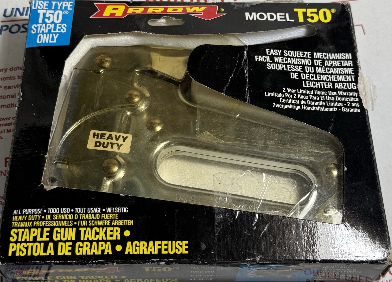 ARROW T-50 MODEL HEAVY DUTY STAPLE GUN W/ 1250 STAPLES -STAPLER VINTAGE US MADE!