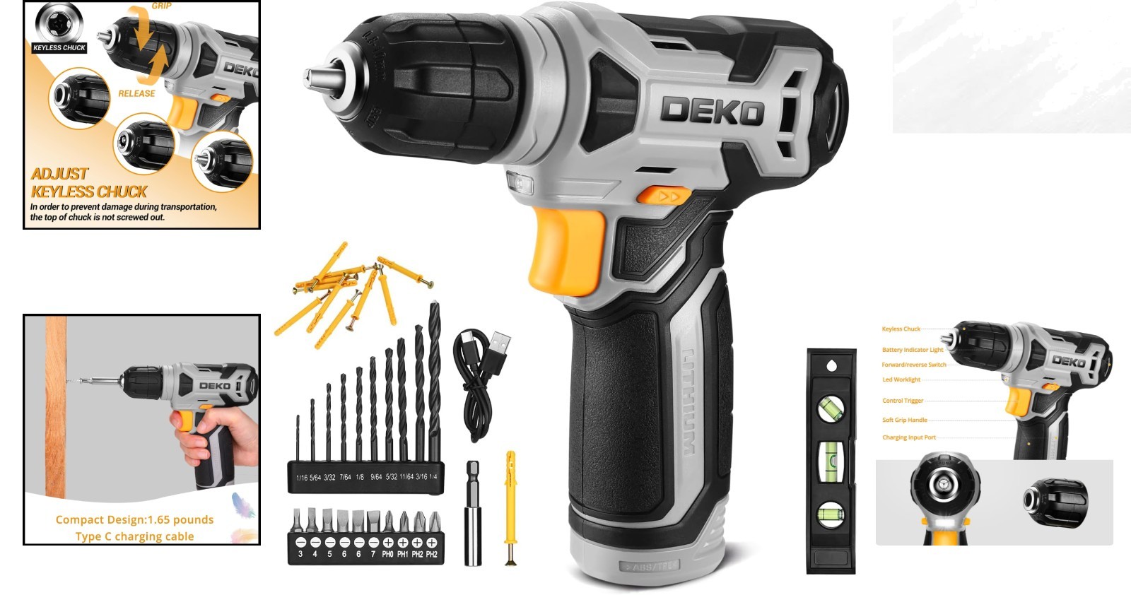 Versatile 8V Mini Drill – Lightweight, Adjustable Speed with 42 Tools Included