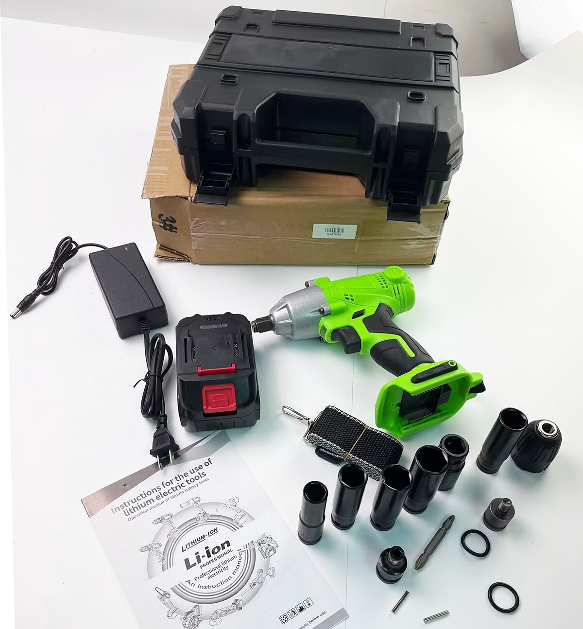 Cordless Electric Impact Wrench Gun 1/2 » High Power Driver with Li-ion Battery