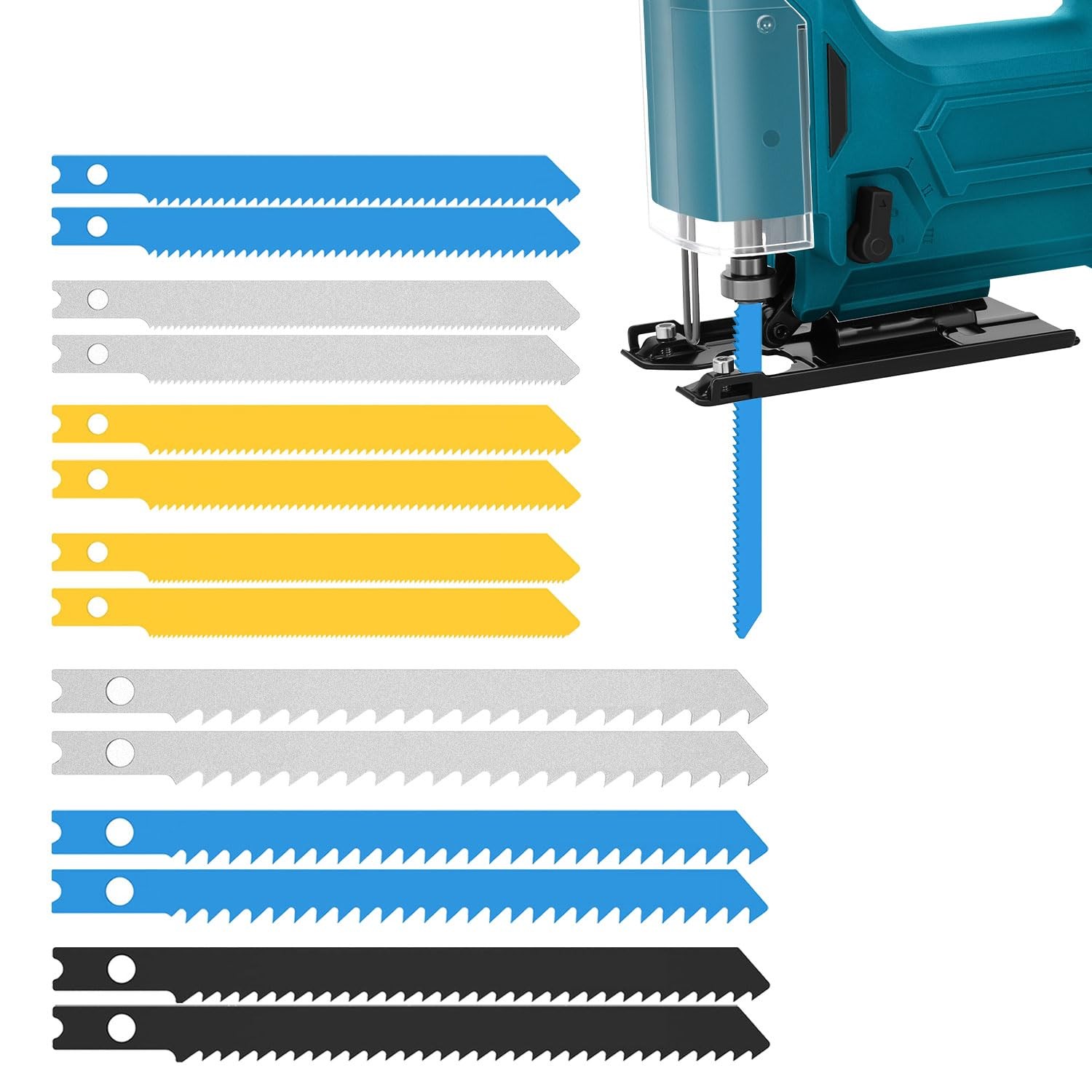 14PCS U-Shank Jig Saw Blade Set,Universal Jigsaw Blades for Wood,for Blue