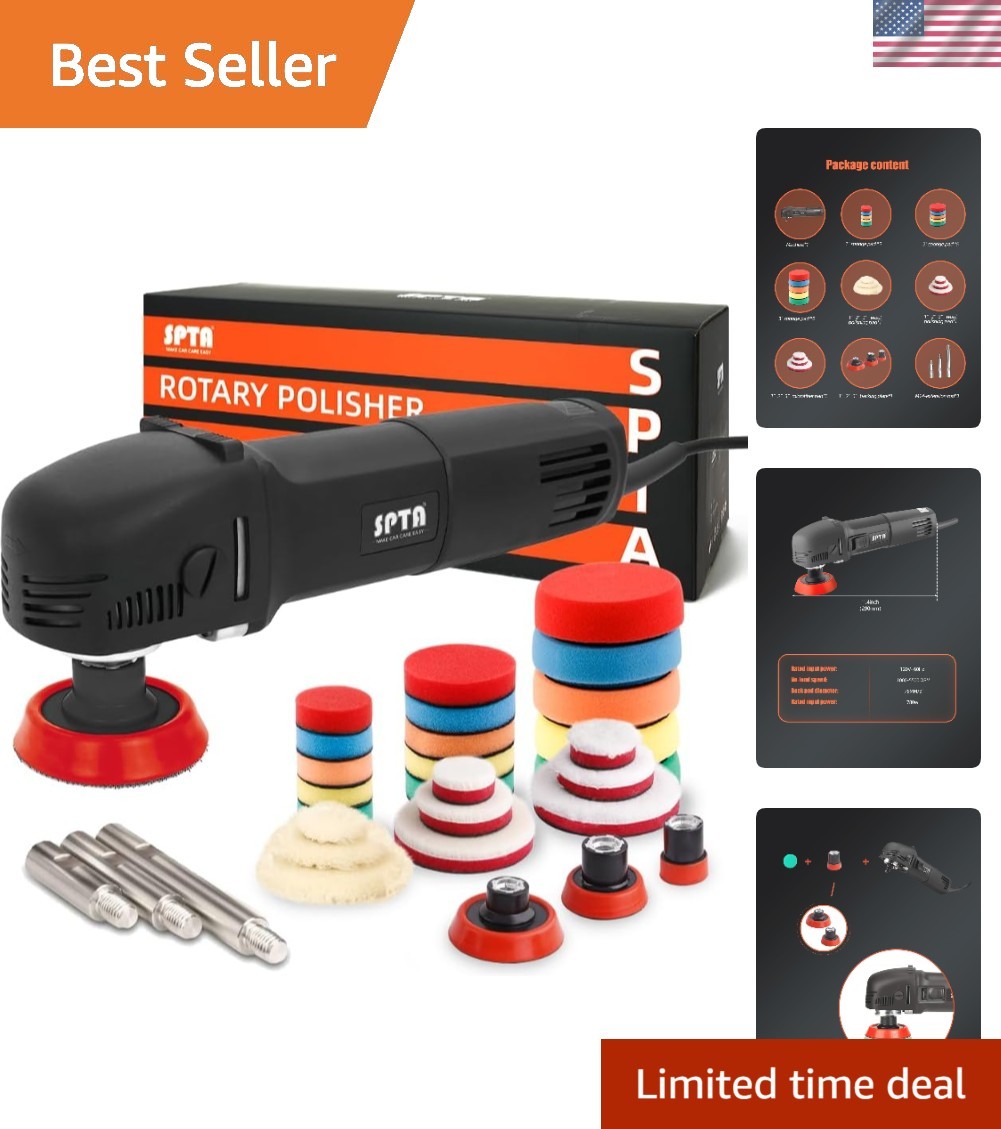 Professional Detailing Mini Rotary Polisher with 27 Accessories & 3 Shafts