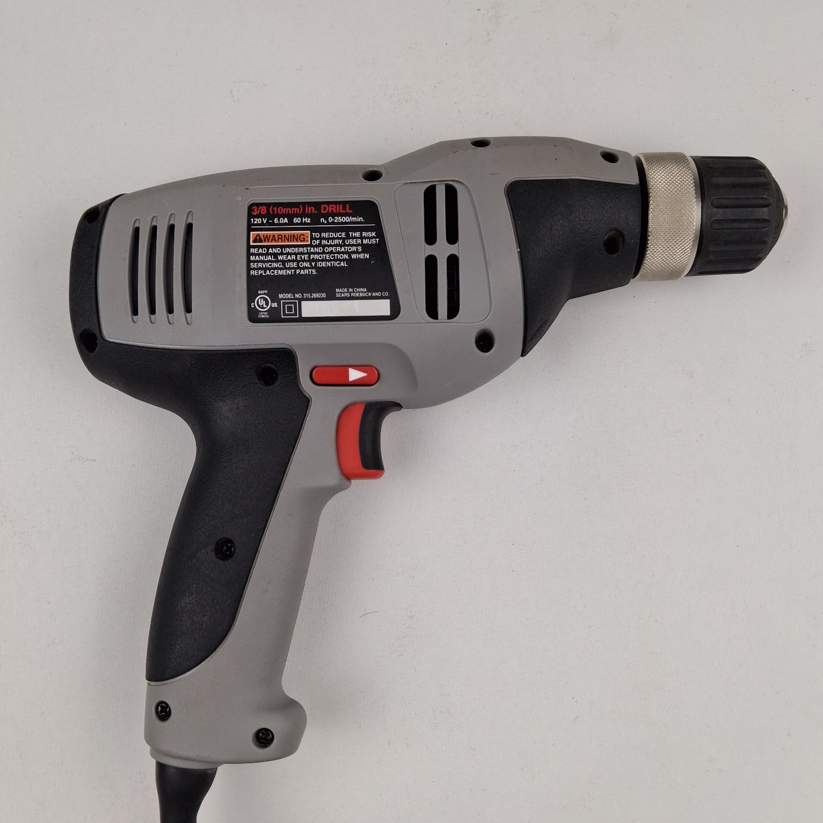 Vintage Sears Craftsman 3/8&Prime; Drill Model 315.269230 Corded Electric – Works