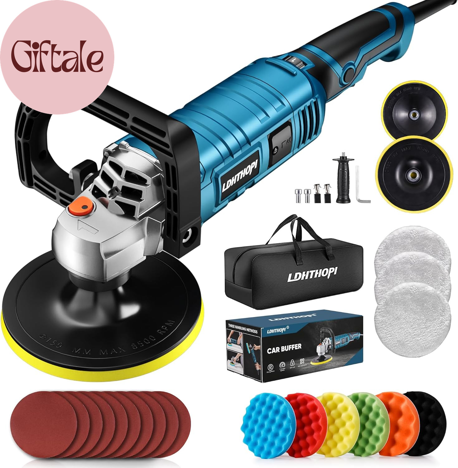 Buffer Polisher, 1600W 7 Inch/6 Inch Rotary Buffer Polisher Waxer, 7 Variable Sp