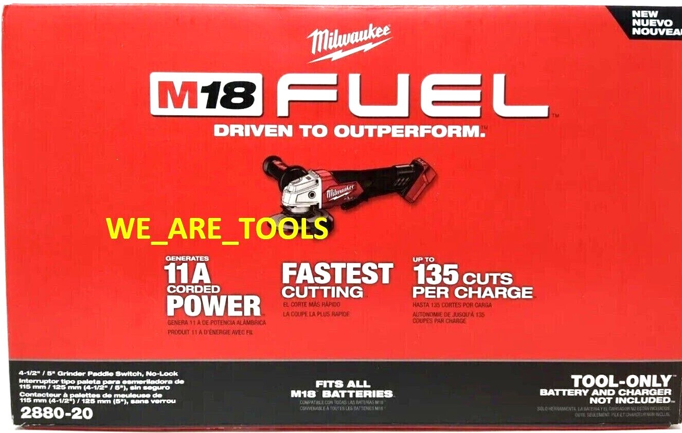 NEW N BOX Milwaukee M18 FUEL 2880-20 Cordless Grinder Paddle 4 1/2 5&Prime; 18 Volt