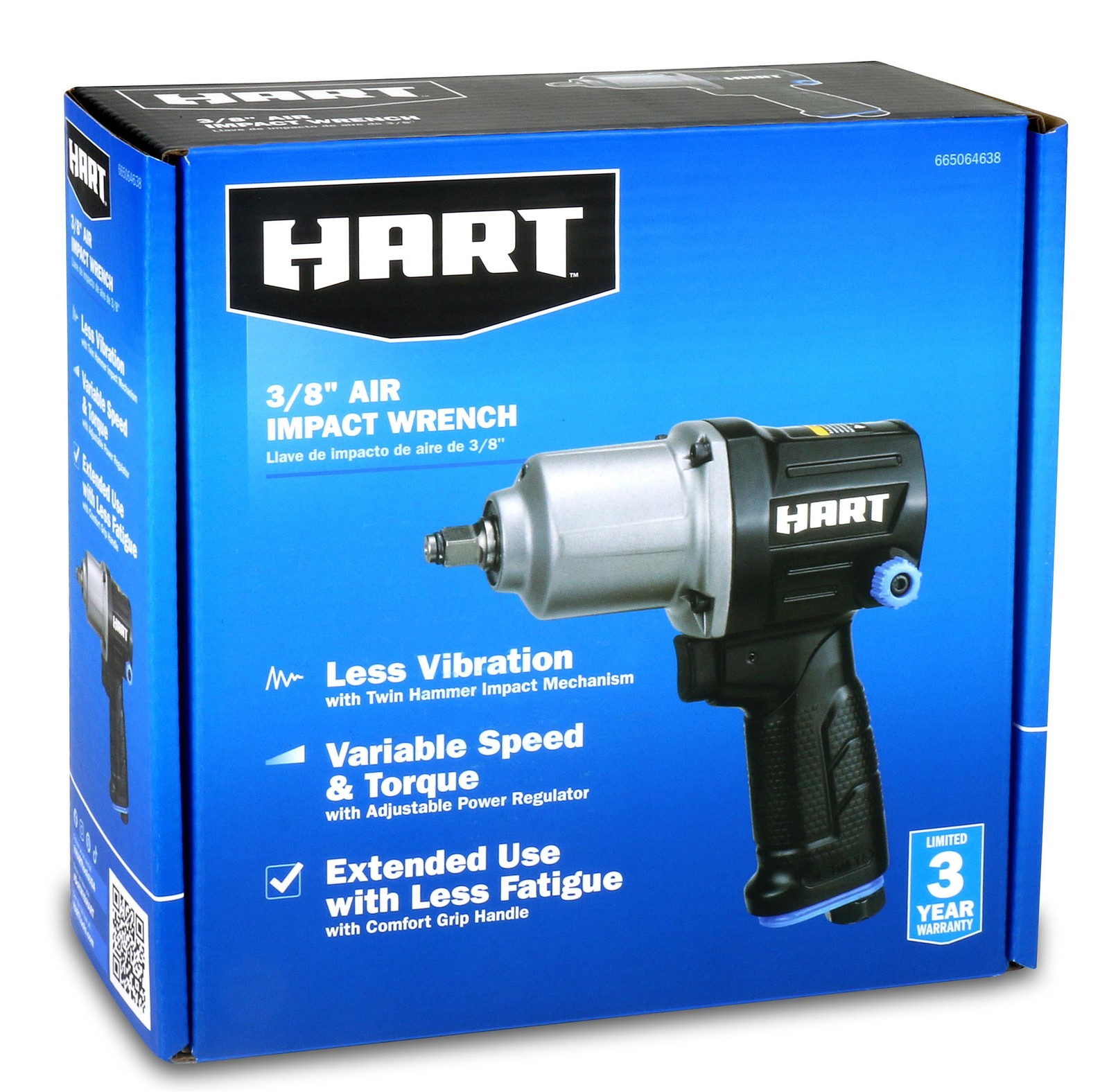 3/8 in. Air Impact Wrench Twin-hammer Impact Mechanism 250 ft-lbs of Torque