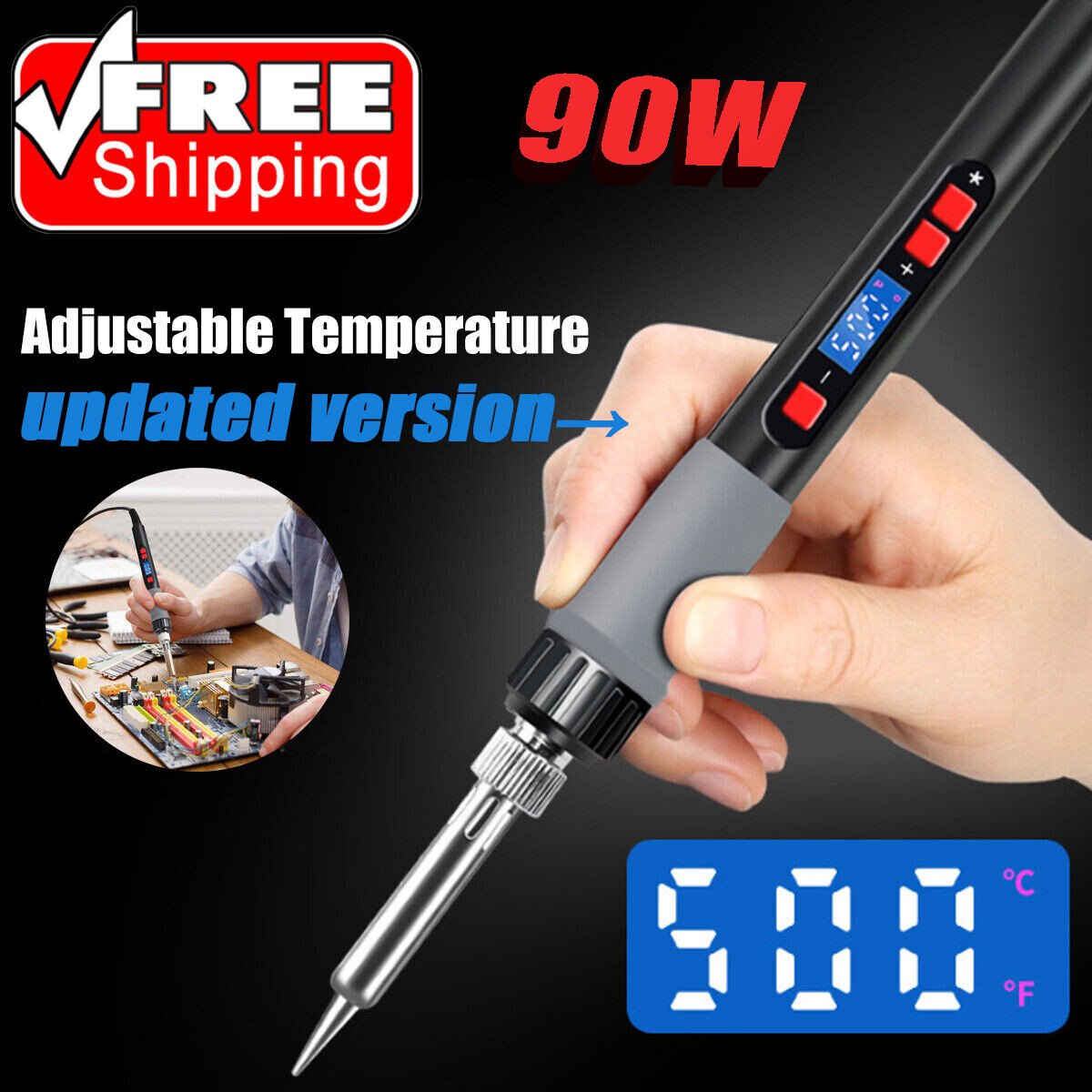 90W 110V-240V Soldering Iron Tool Electric Solder Gun Adjustable Temperature