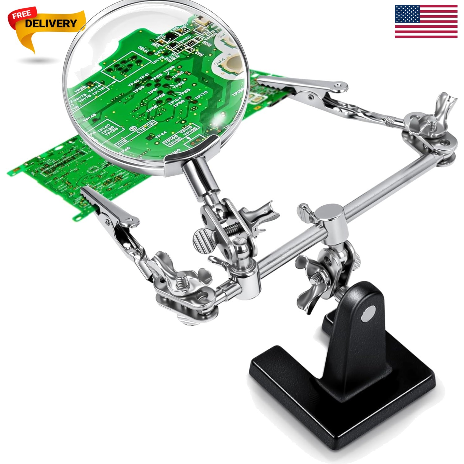 2.5X Magnifying Helping Hands Soldering Station with Heavy Cast Iron Base, 36…