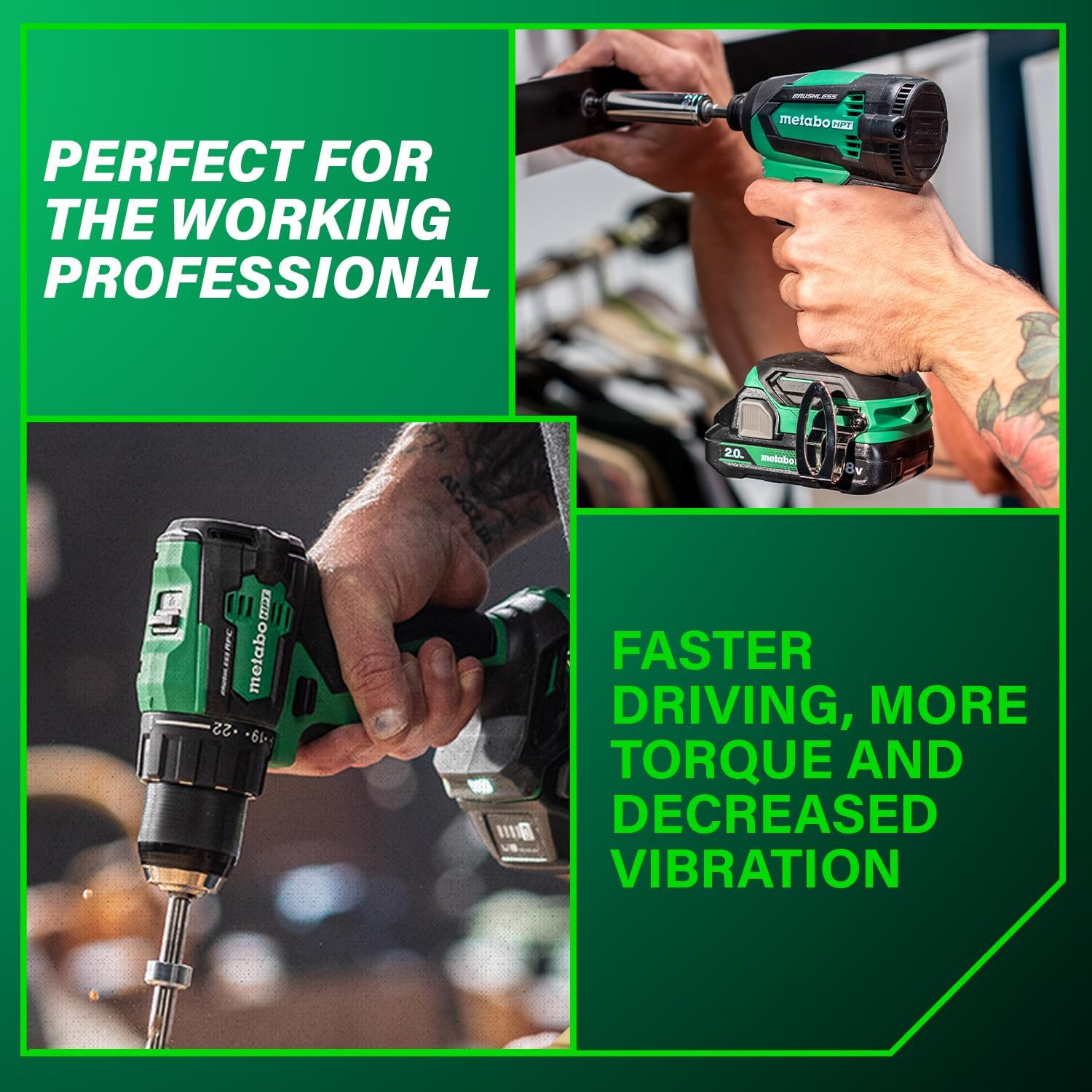 Metabo HPT 18V Cordless Brushless Drill Impact Driver, KC18DEXQB | Power Tool Co