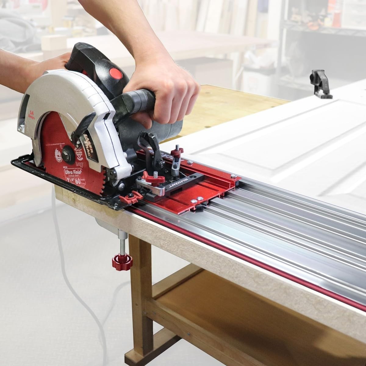 1409 Track Saw Guide – Universal for 7-1/4&Prime; Circular Saws, 50&Prime; Cutting Range,…