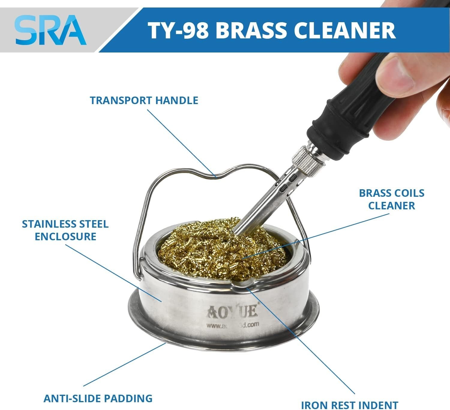 Soldering Iron Tip Cleaner with Brass Wire Sponge – No Water Needed, 7x5x1