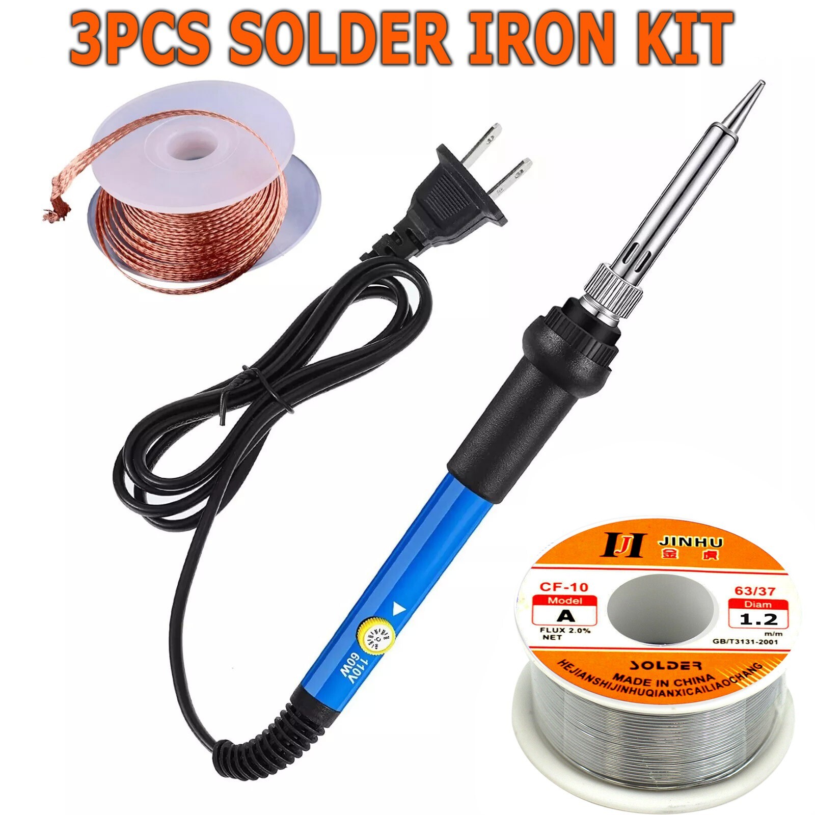 Soldering Wire Iron Electric Gun Adjustable Temperature Desoldering Braid Kit