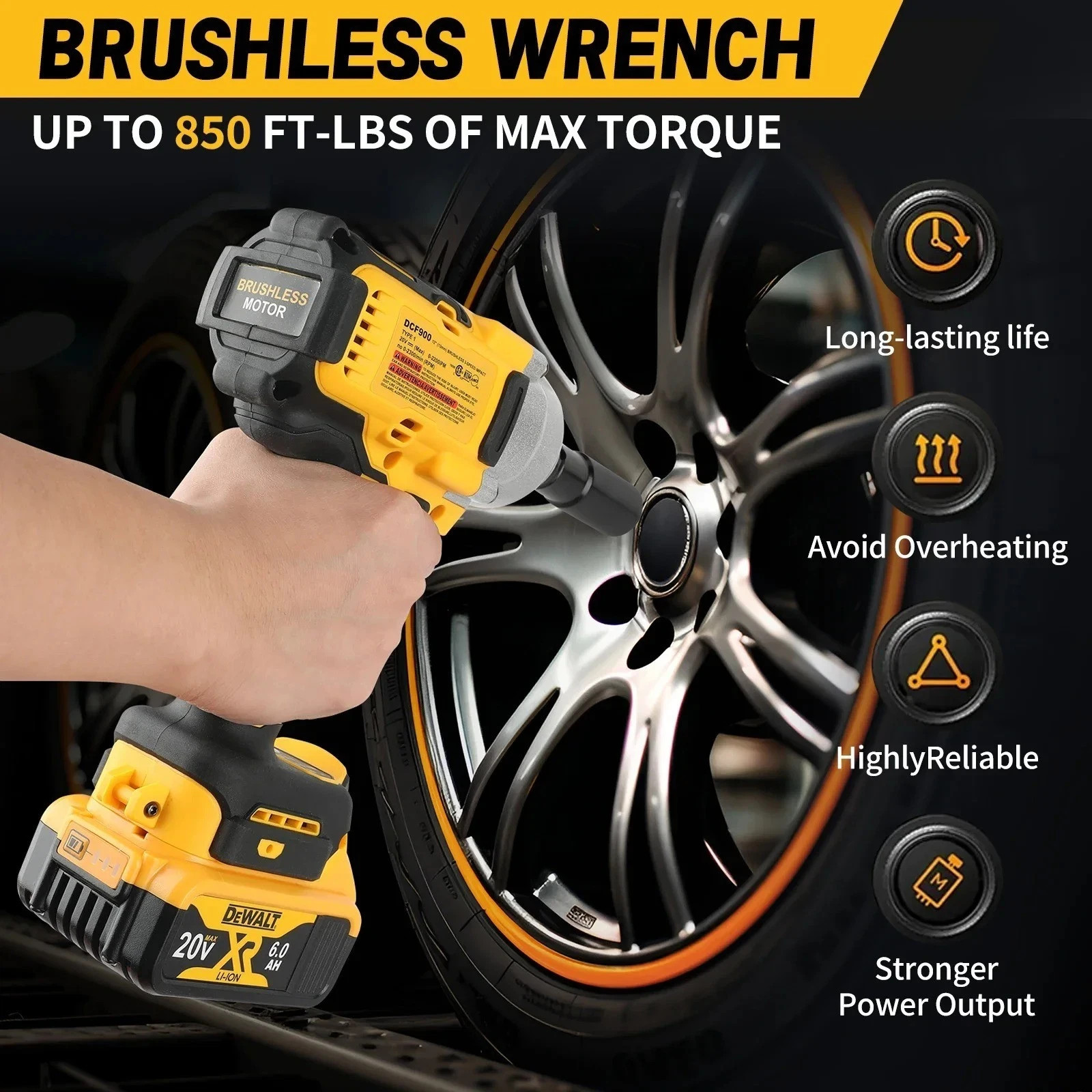 DeWALT DCF900 20V Brushless Impact Wrench 1/2&Prime; 1898Nm High Torque Cordless