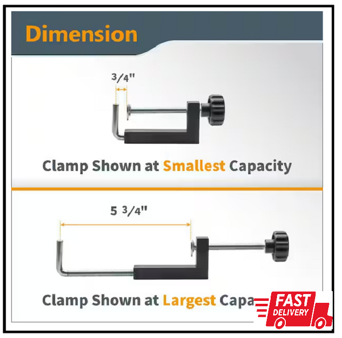 POWERTEC Universal Fence Clamp 2 Pack Miter Saw Router Tables C-Clamps 71004