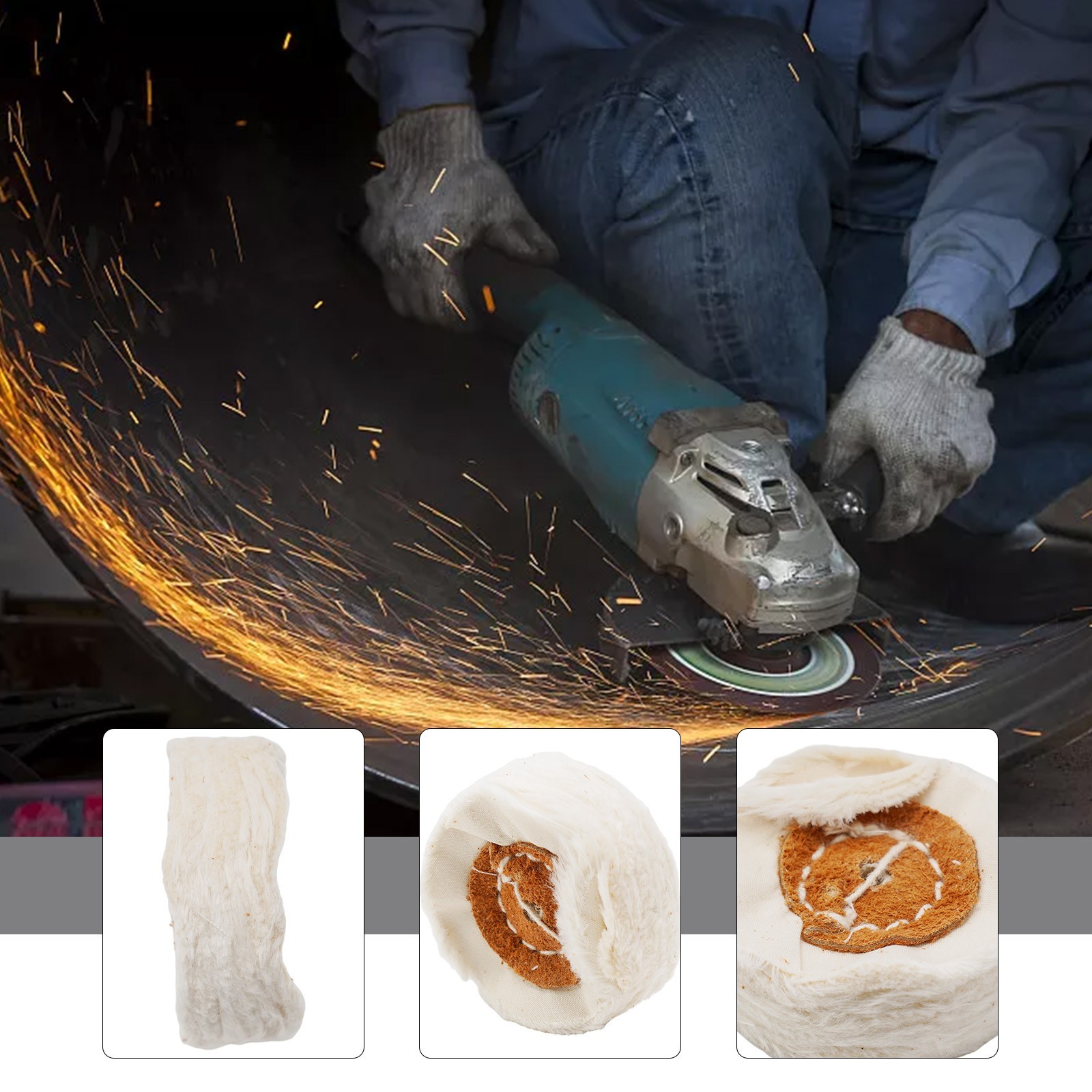 2In 50mm Cloth Buffing Wheel Angle Grinder Polishing Wheel Fit for Metal Jewelry