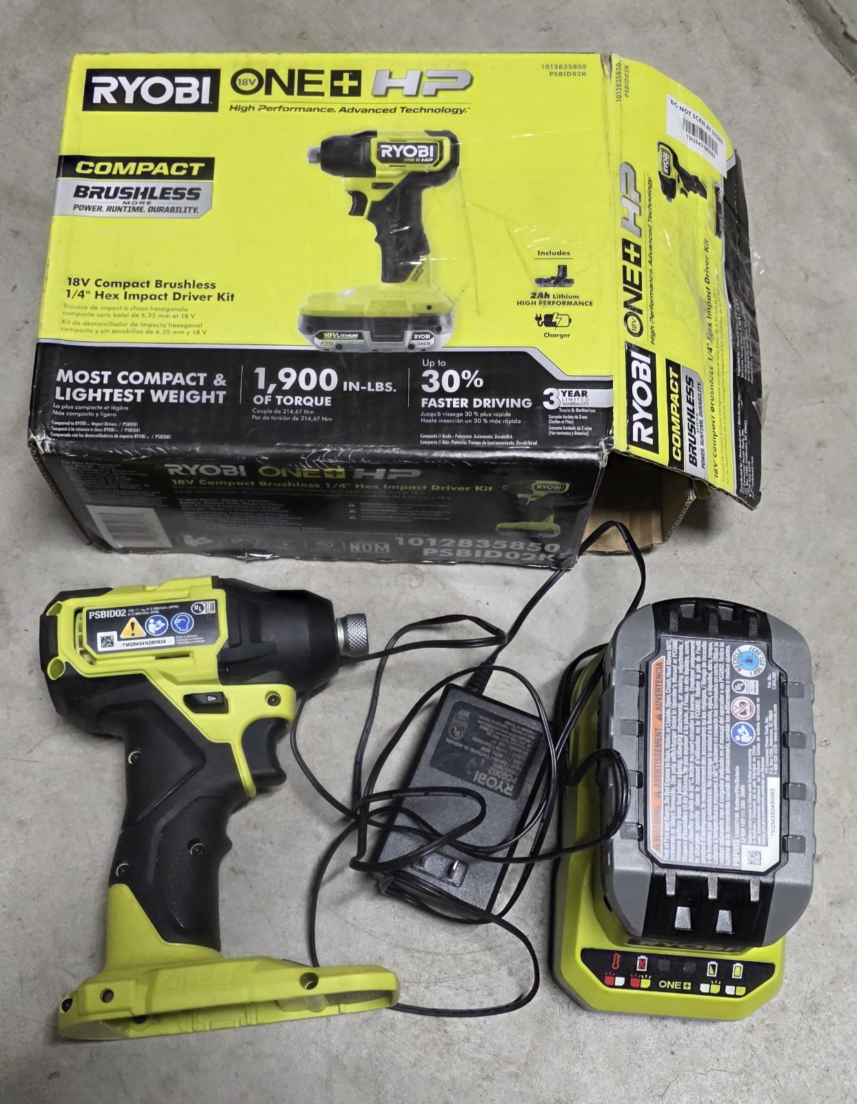 RYOBI ONE+ HP 18V Compact Brushless 1/4” Hex Impact Driver Kit PSBID02K