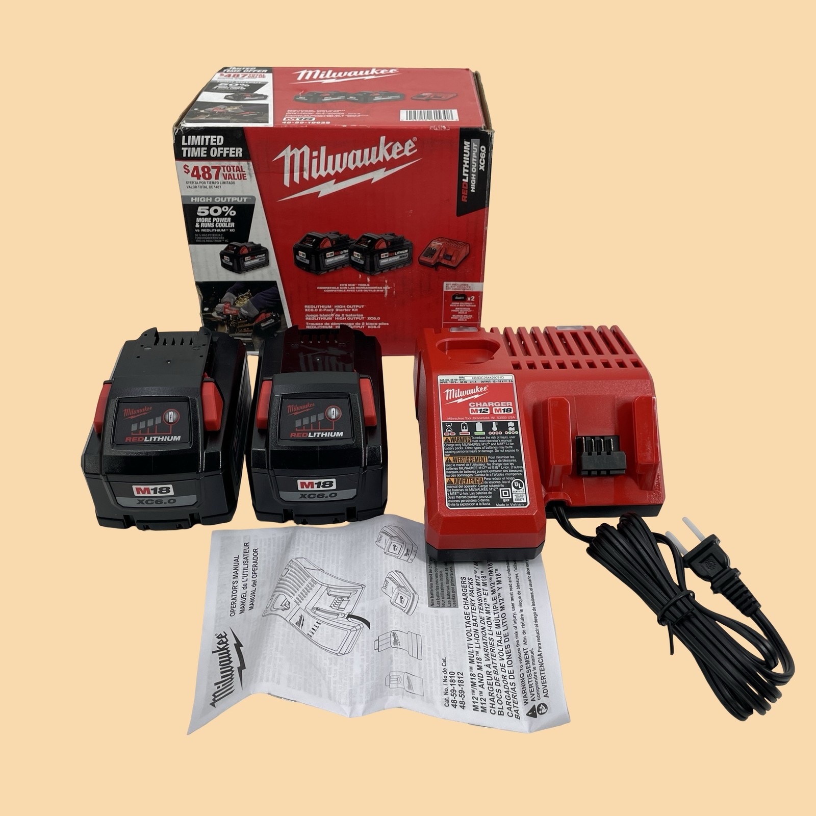 Milwaukee Electric M18 REDLITHIUM HIGH Output XC6.0 Battery 2-Pack #NO5308
