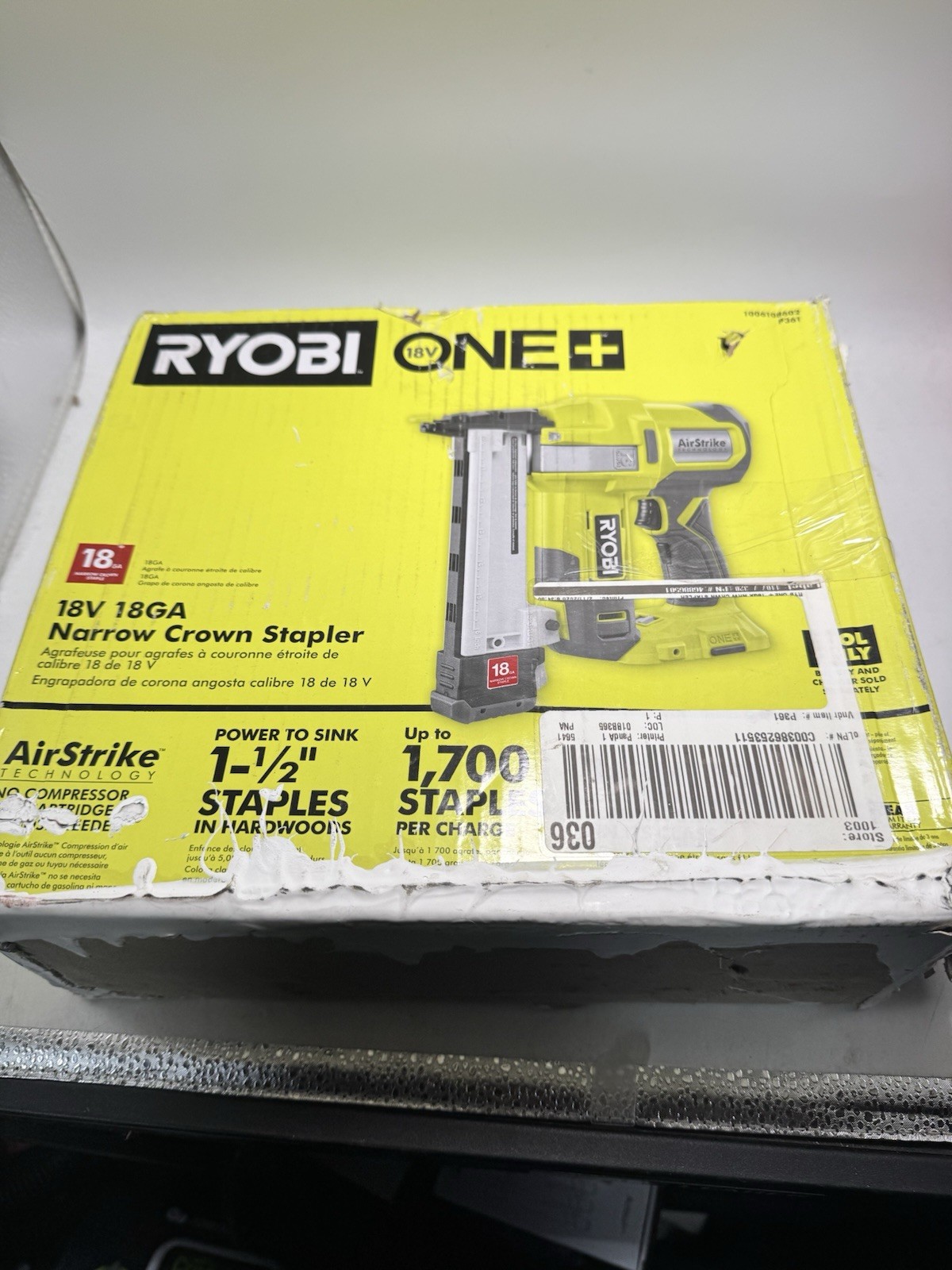 Ryobi ONE+ Airstrike 18V 18 Gauge Stapler – P361 Open box new