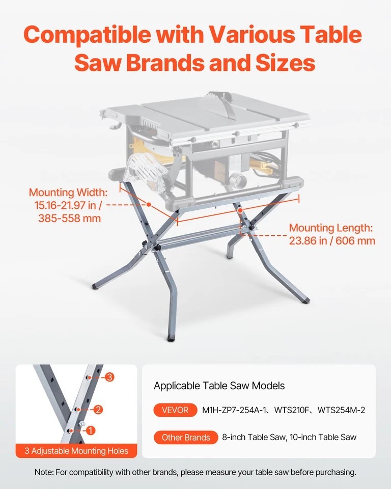 Table Saw Folding Stand 350 lbs Load Capacity Portable Foldable Table Saw Stand