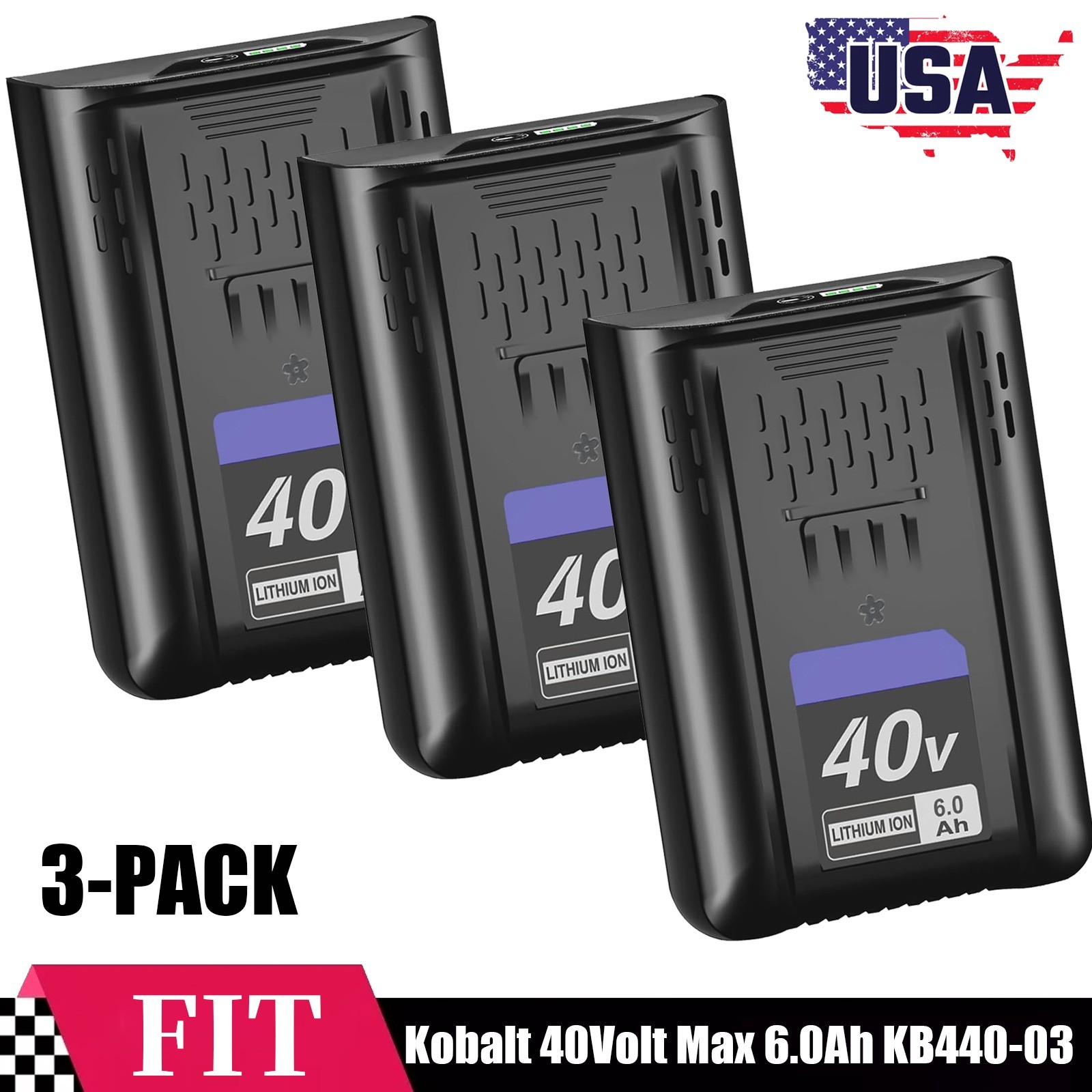 3 PACK For Kobalt 40V MAX Extended Run Li-Ion Battery KB540-06 KB440-03 6.0Ah