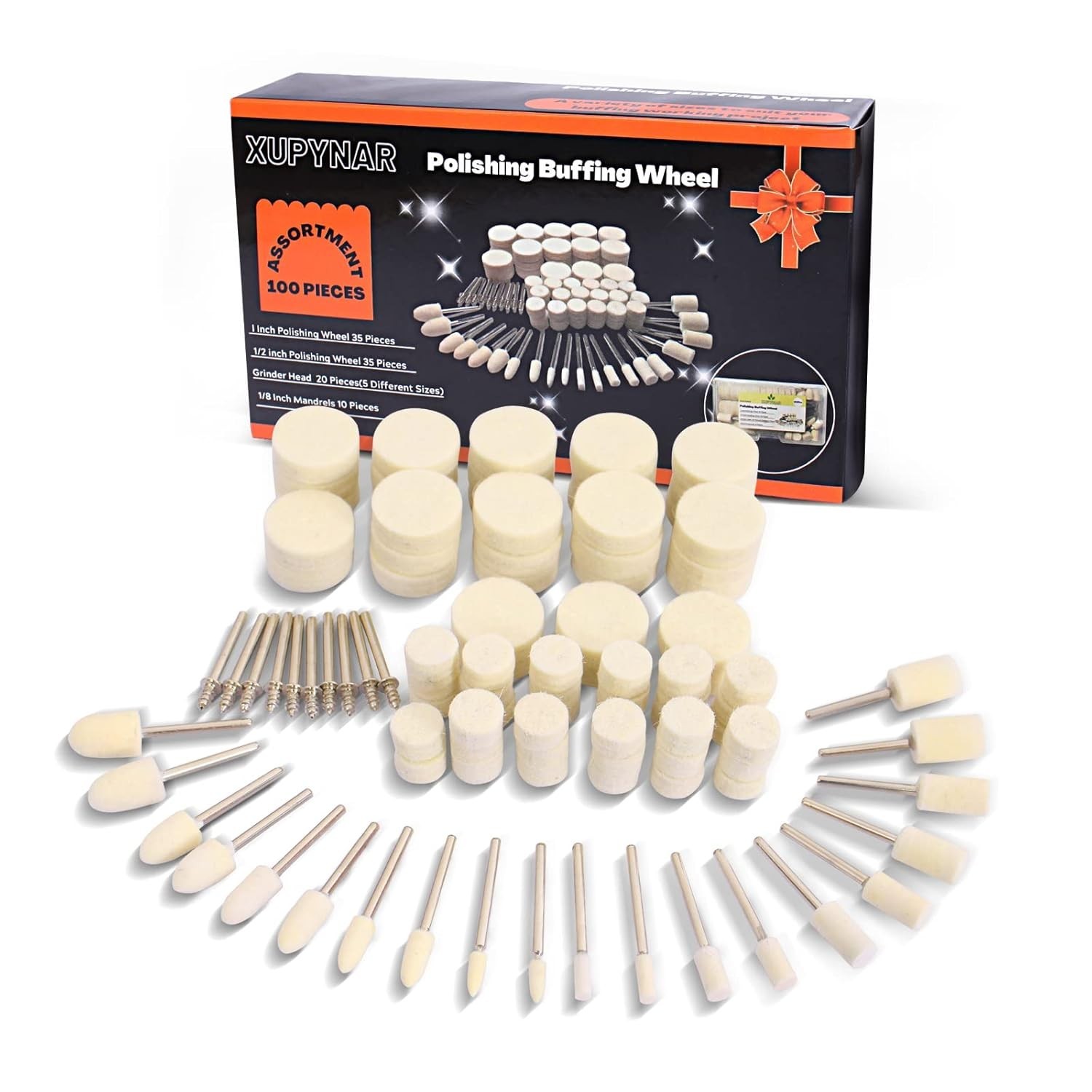 100PCS Dremel Polishing Buffing Wheel Kit – Versatile Wool Tools with 1/8&Prime; Shank
