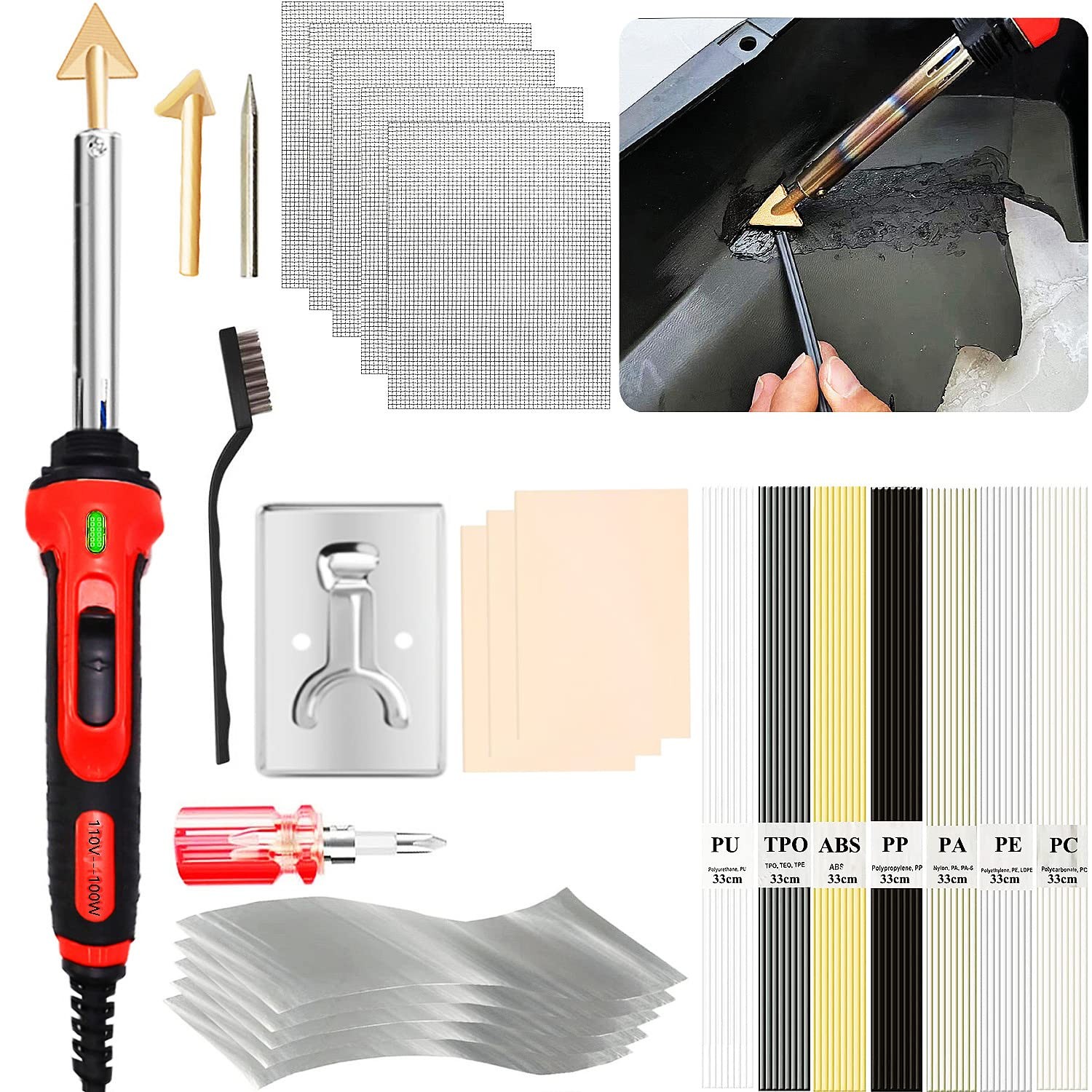 100W Plastic Welder, 2-in-1 Plastic Welding Kit with Soldering Iron Tips & 56…